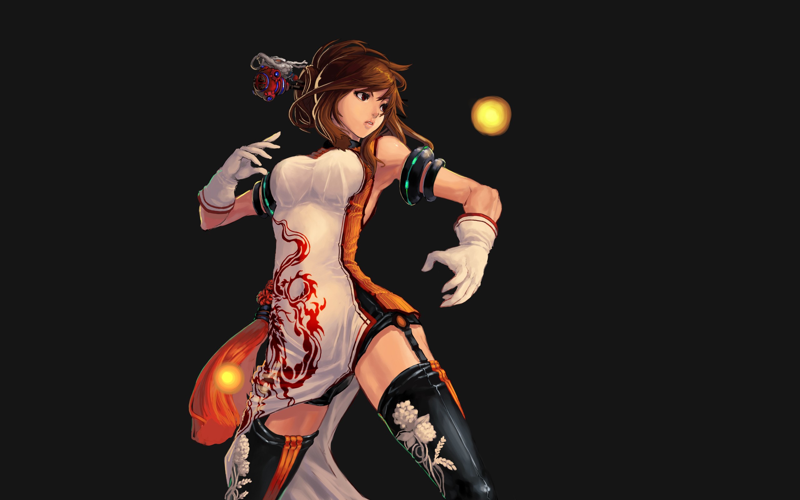 Gloves Dungeon And Fighter Blade Soul Anime Girls Anime Simple Background Brunette Warrior 2560x1600