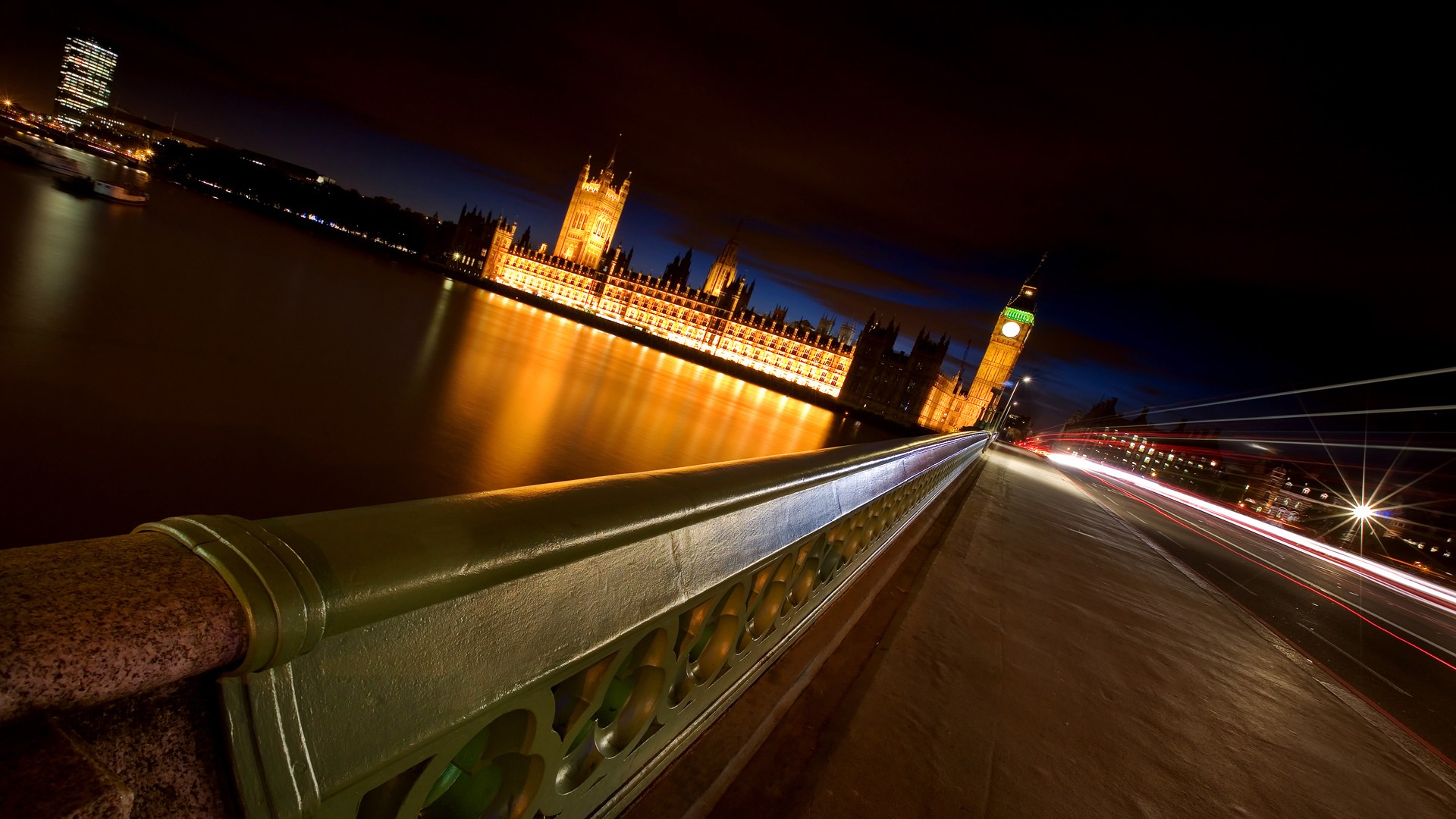 Cityscape London River Thames Westminster Bridge Photography Water Night Building Architecture Light 1920x1080