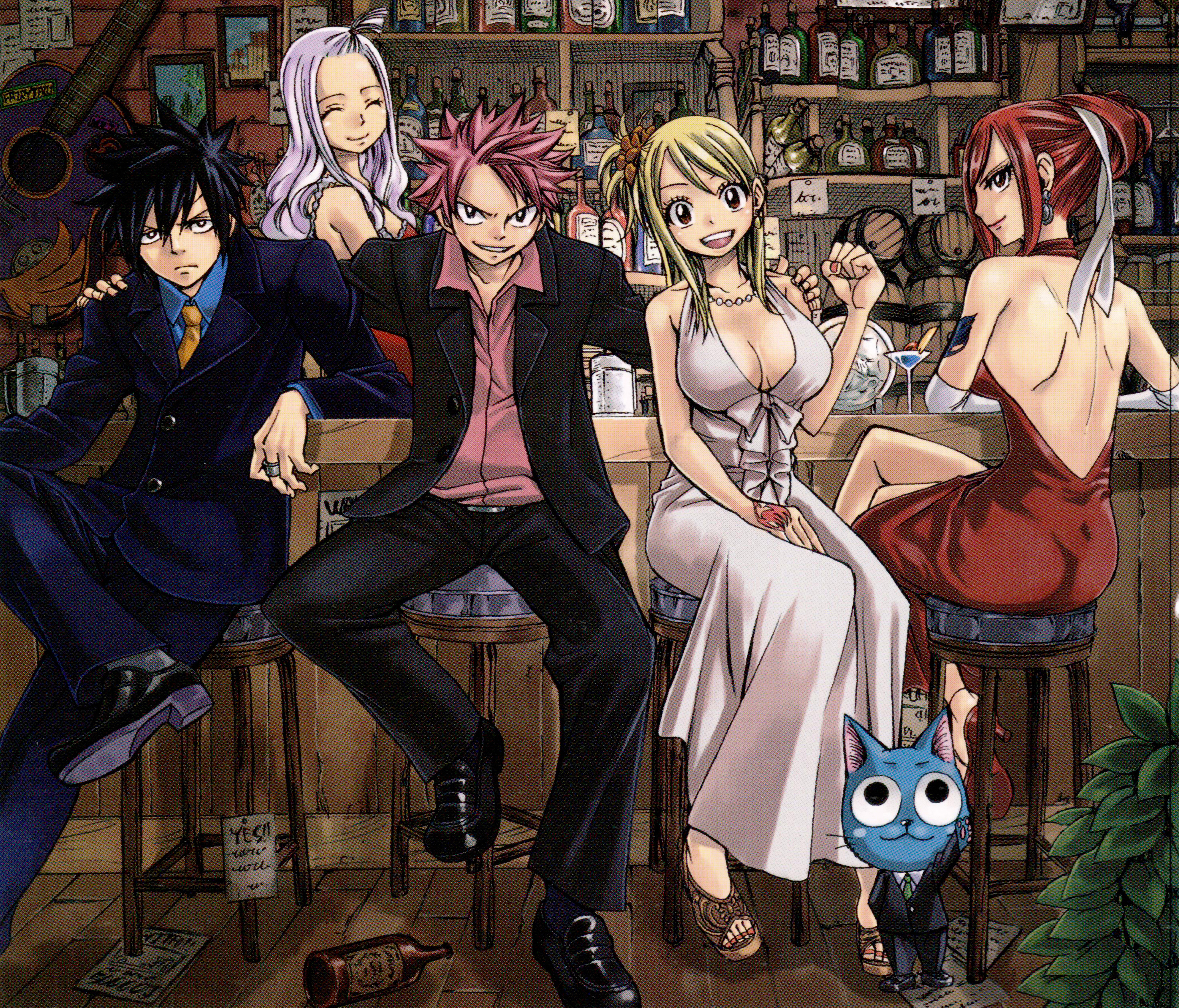 Lucy Heartfilia Natsu Dragneel Erza Scarlet Gray Fullbuster Mirajane Strauss Fairy Tail Happy Fairy  2952x2525