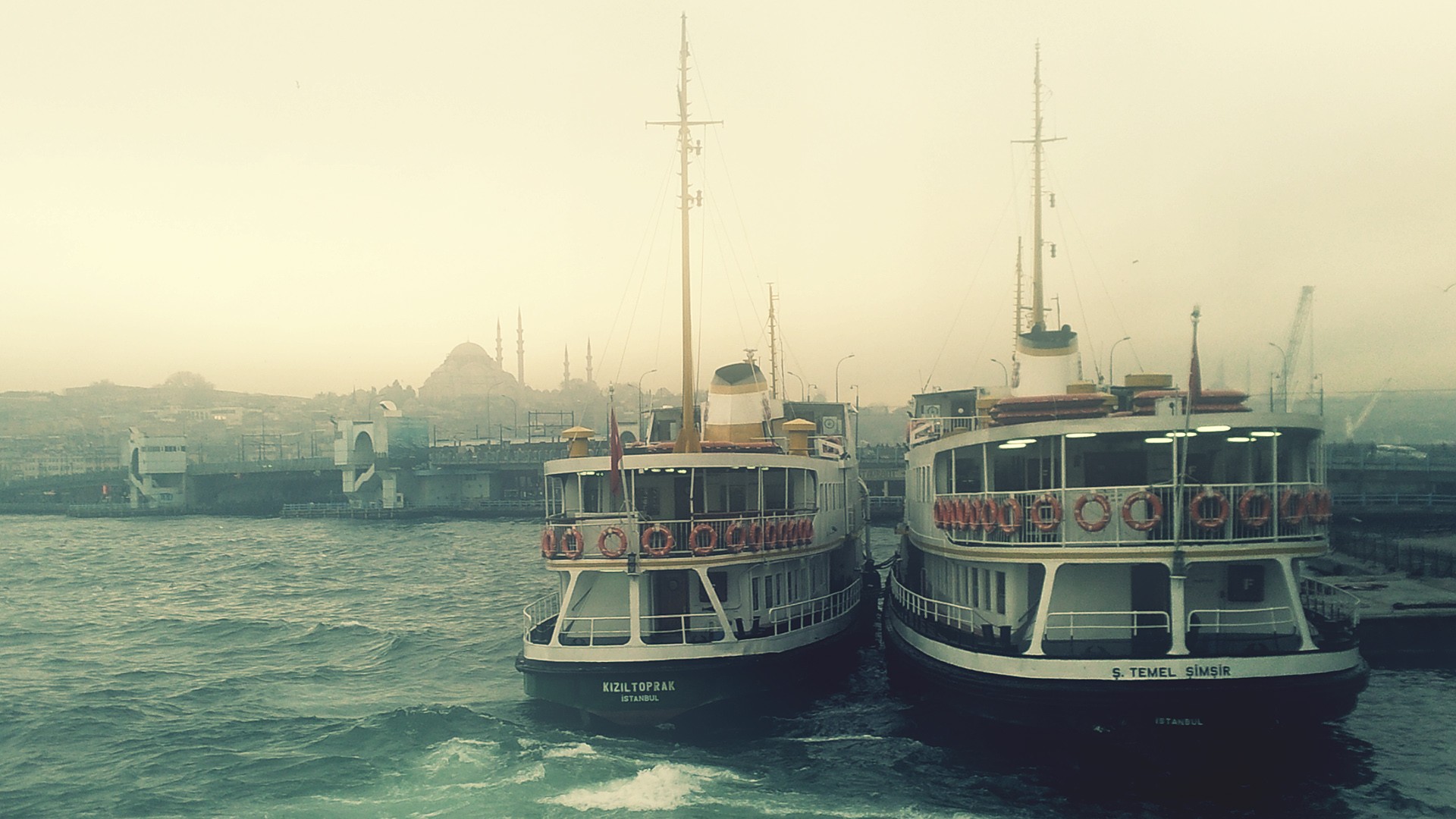 Boat City Istanbul Ship Mist Ports Sea Steamship 1920x1080