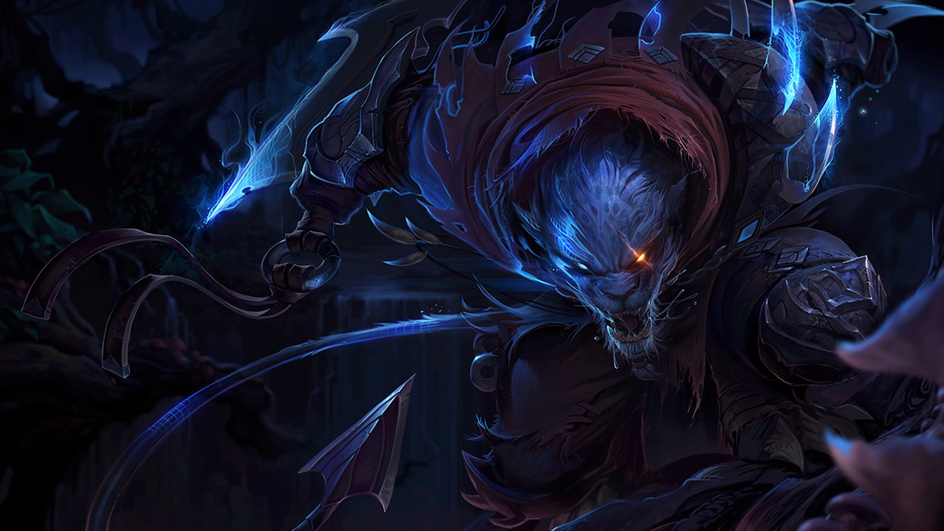 League Of Legends Rengar PC Gaming Creature Fantasy Art Glowing Eyes 1920x1080