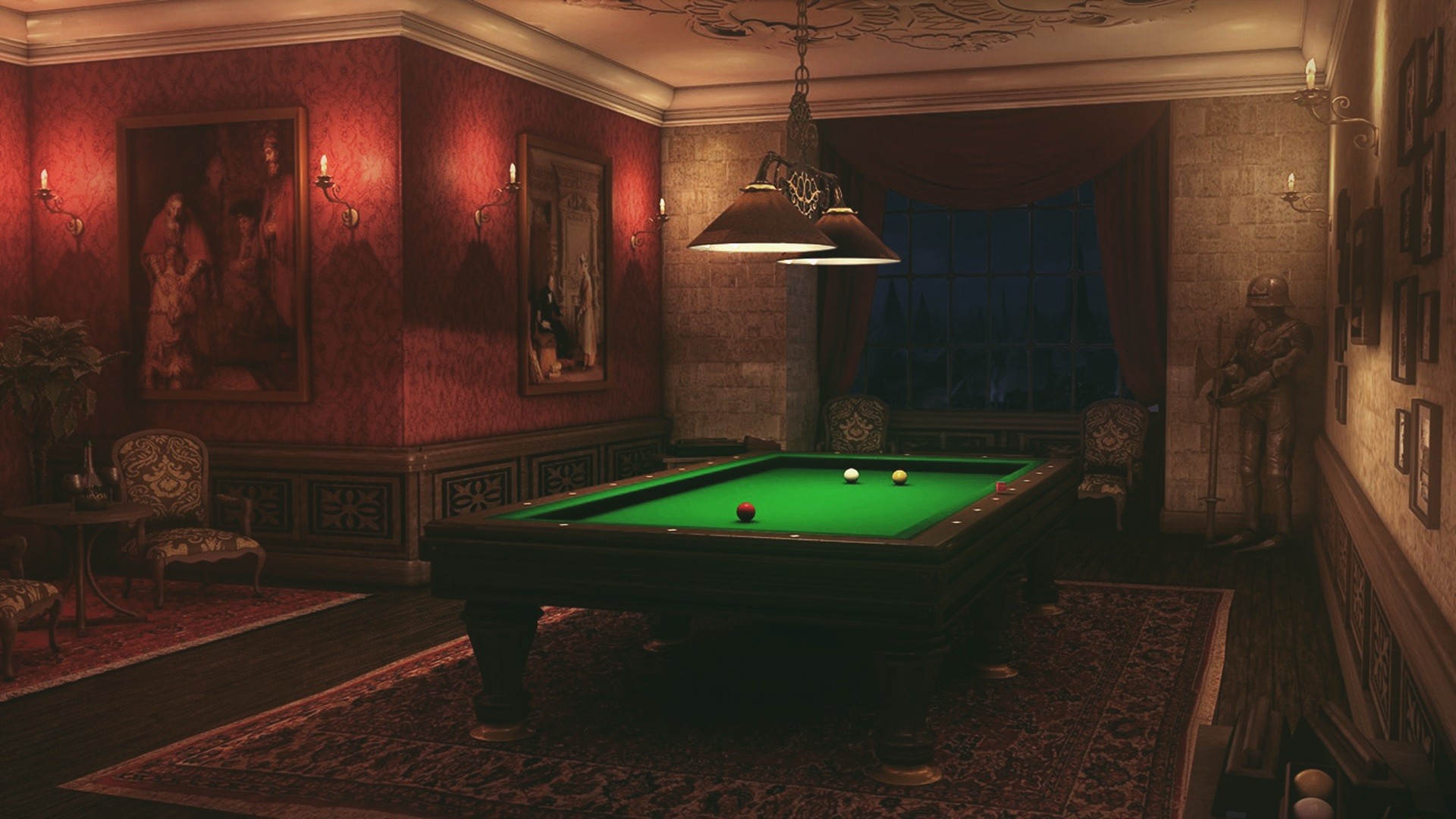 Billiards Room Interior Design 1920x1080