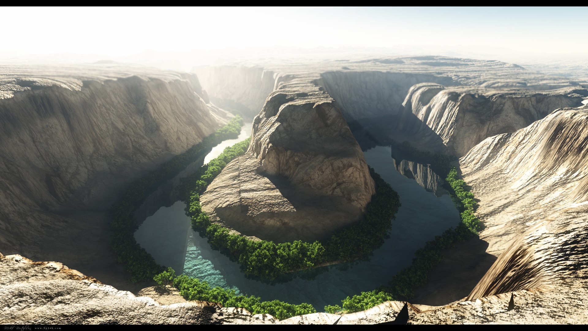 Landscape River Mountains Cave Horseshoe Bend Grass Canyon Colorado River Rock Nature 1920x1080