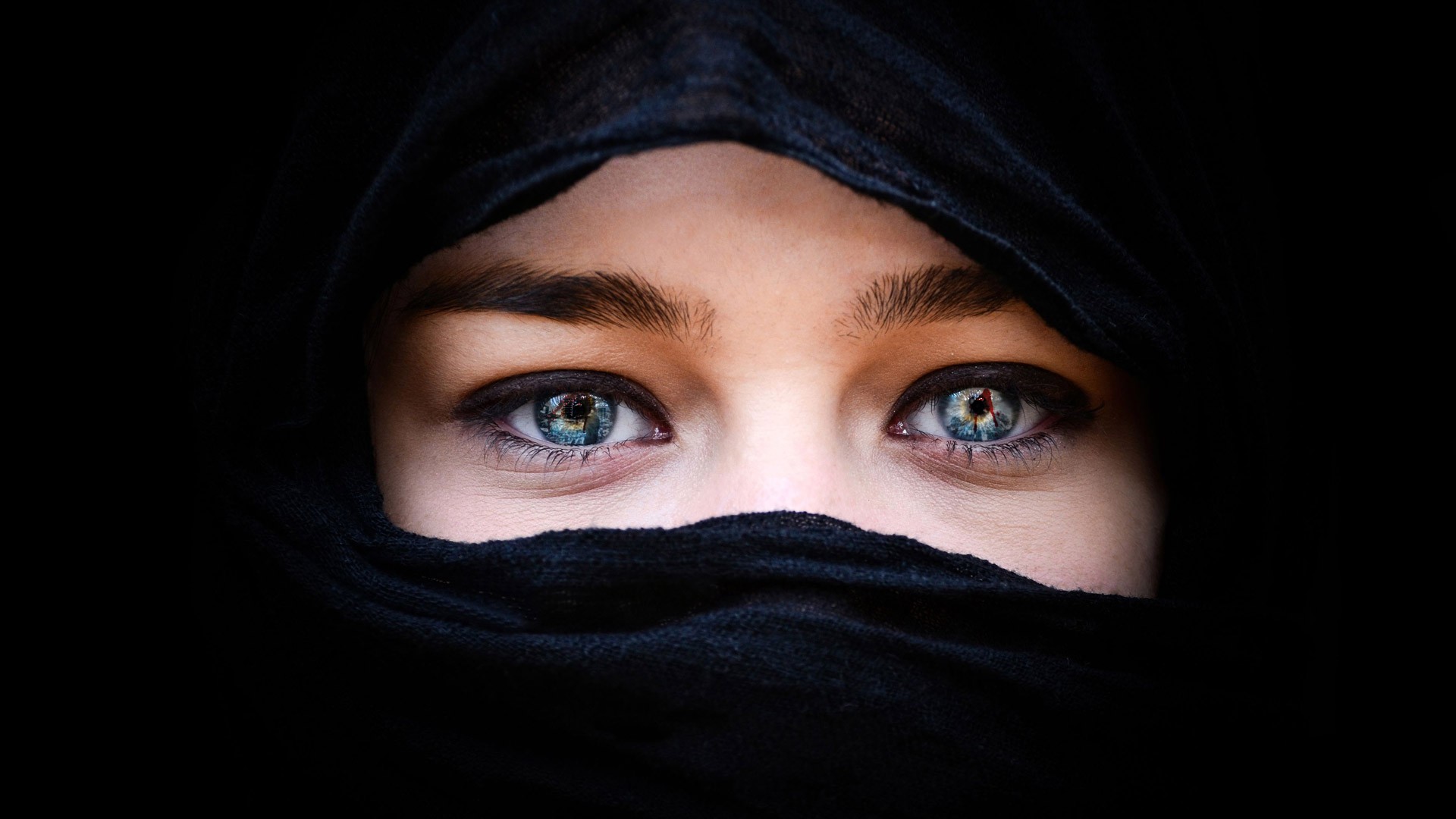 Arabic Women Covering Face Eyes 1920x1080