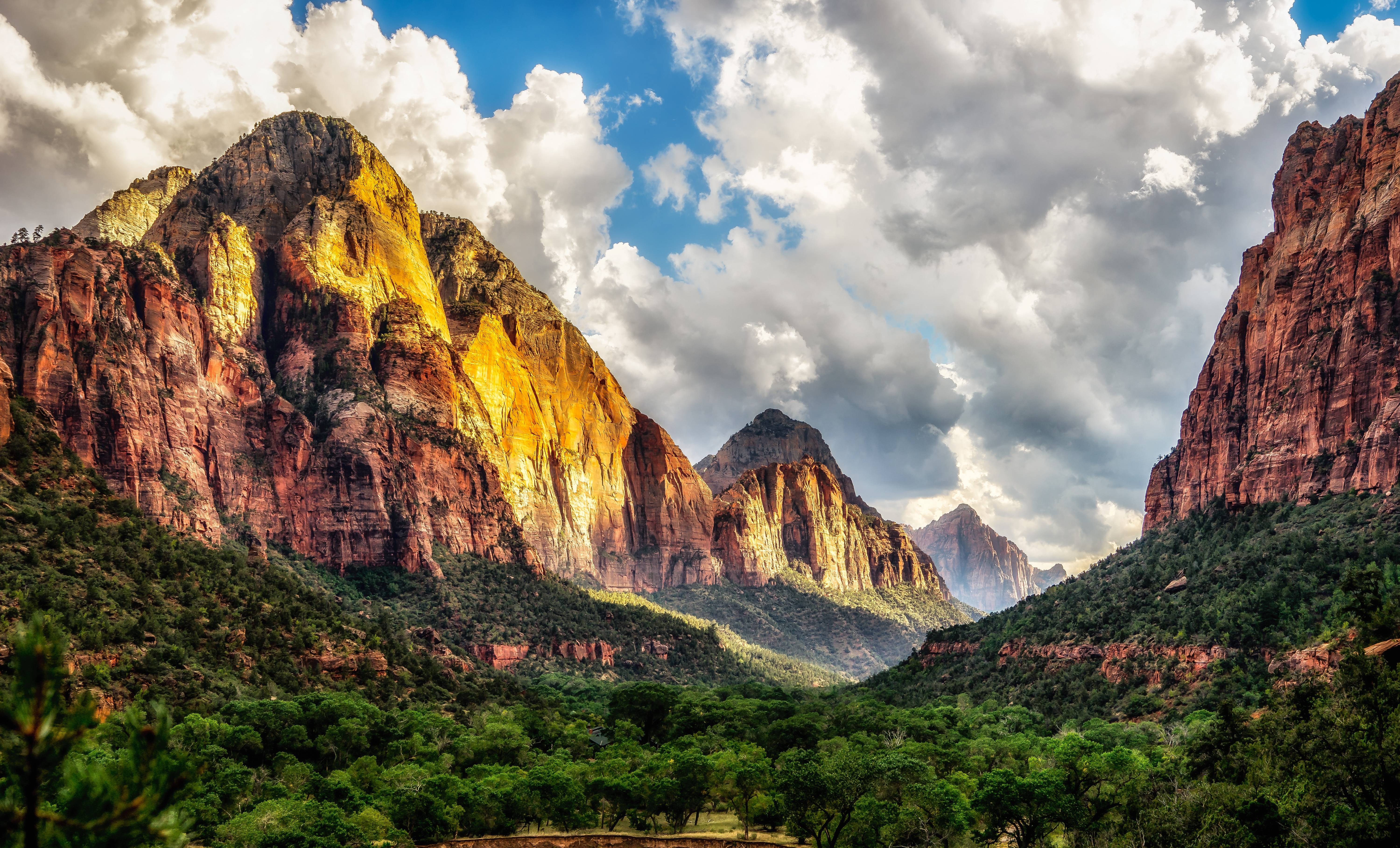 Zion National Park Utah Trees Clouds Nature 5999x3636