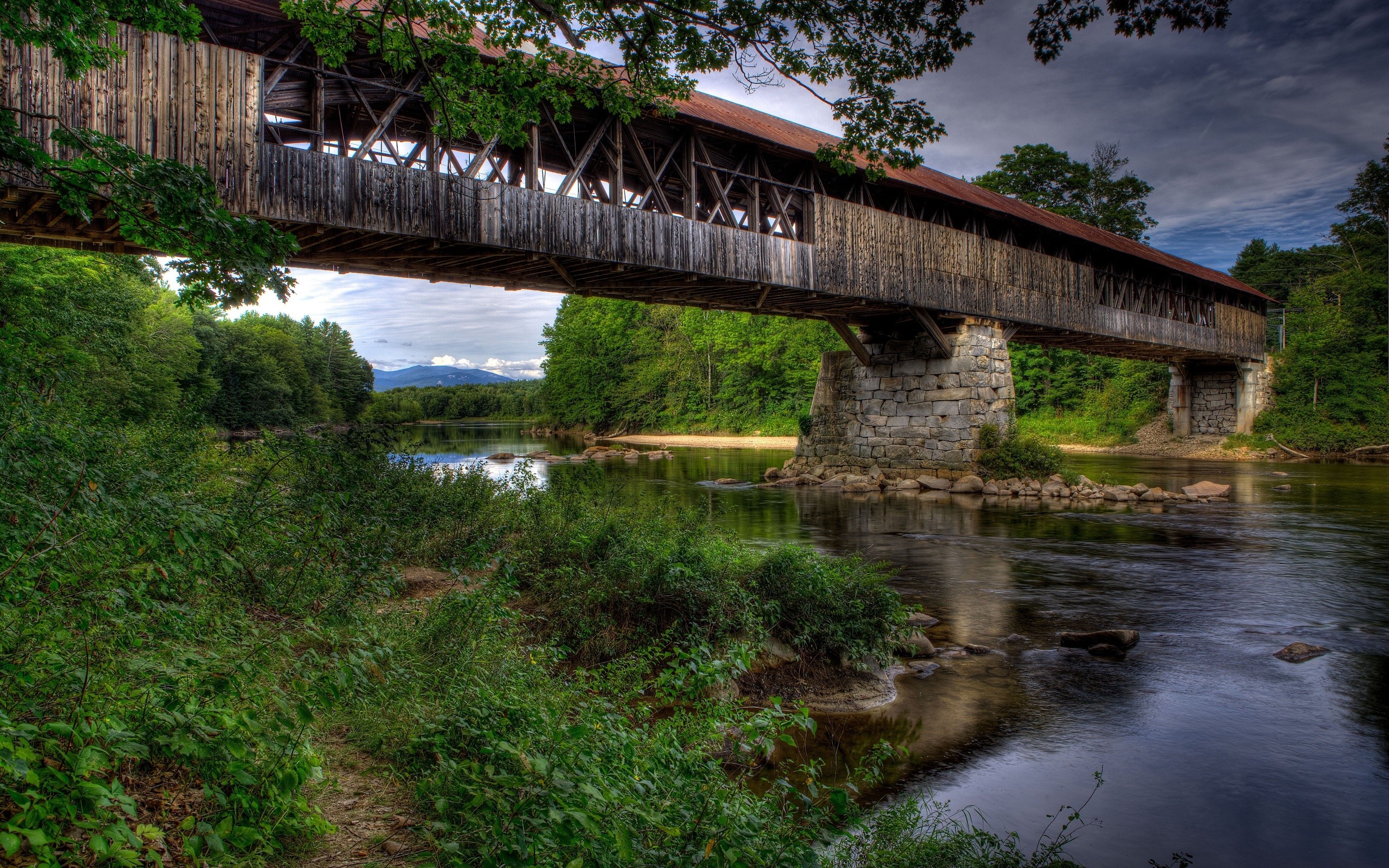New Hampshire Without People Wood Bridge 2560x1600
