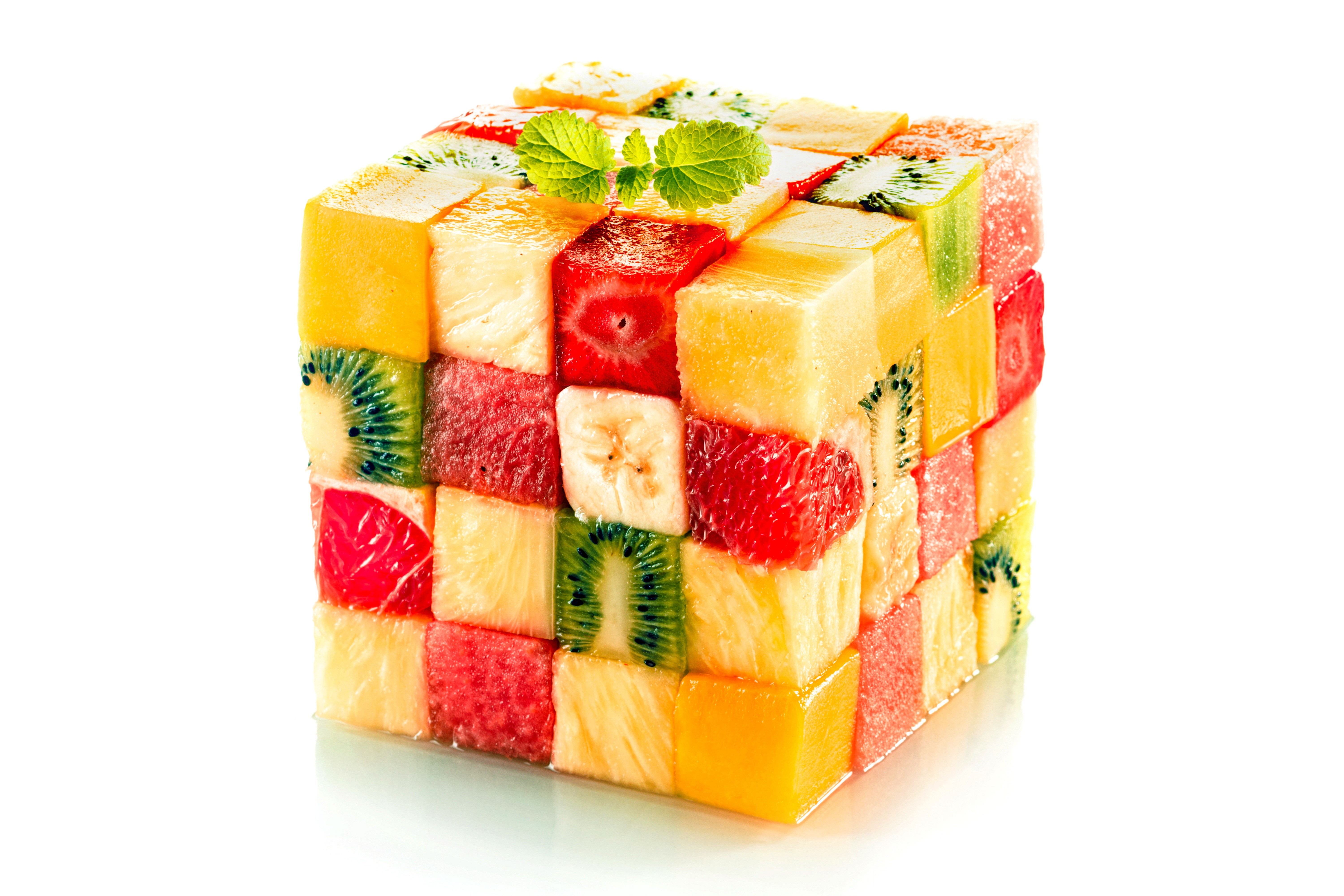Kiwi Fruit Food Pineapples Strawberries Rubiks Cube 6000x4000