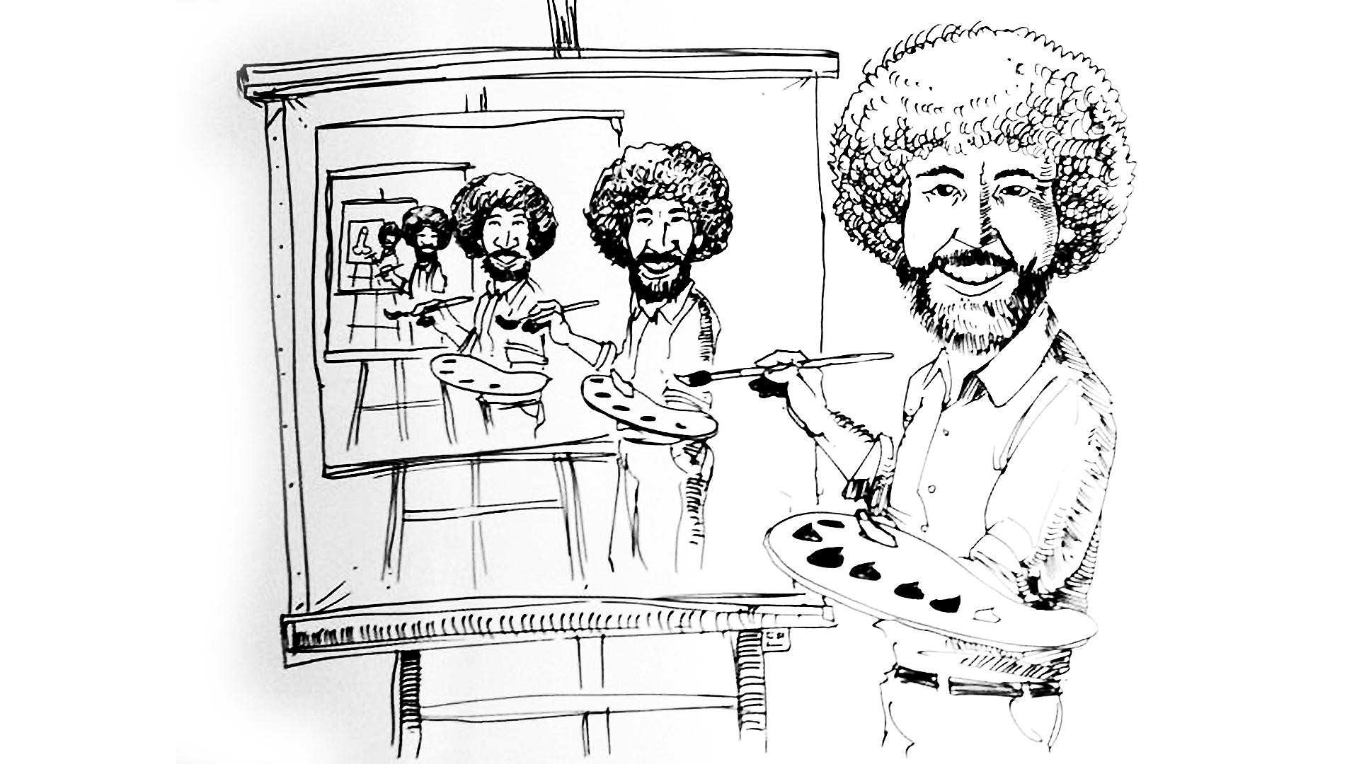 Bob Ross Artwork Drawing 1920x1080