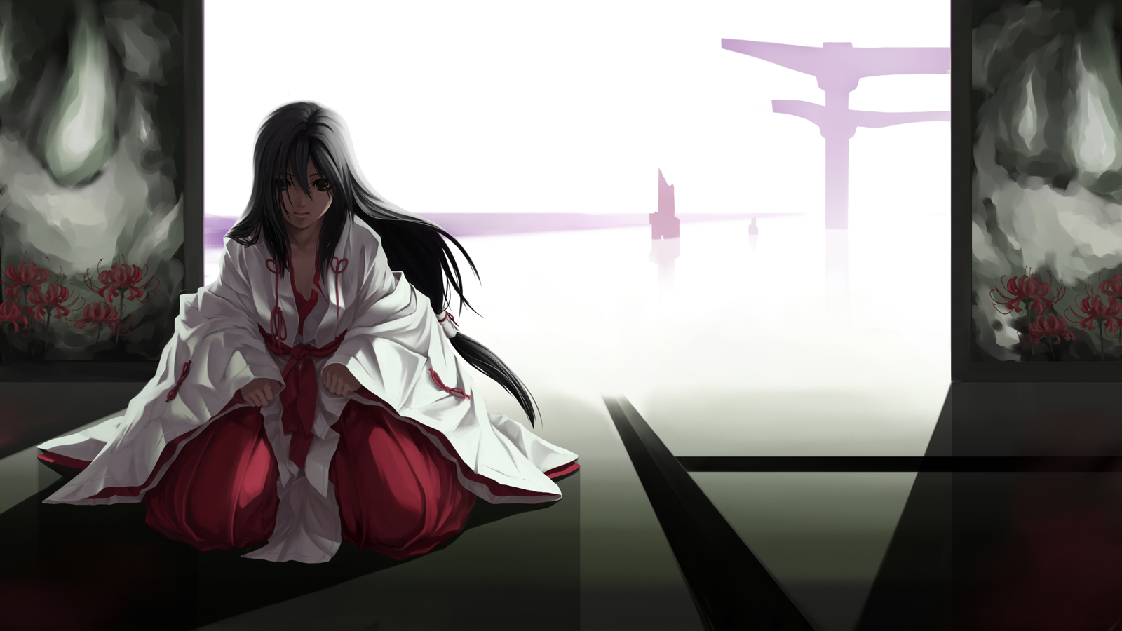 Anime Shrine Maiden 1600x900