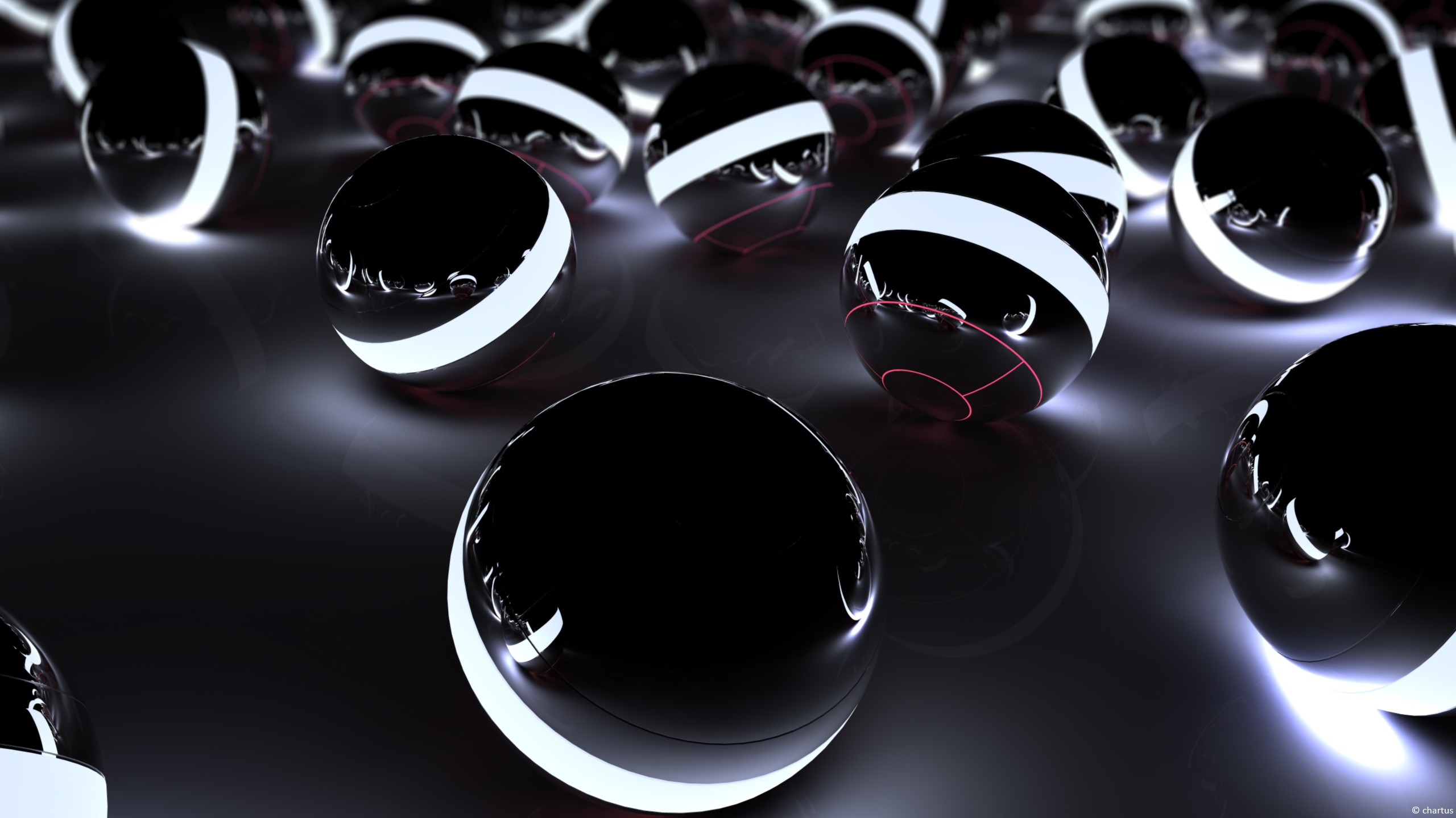 Poke Balls 3D CGi Render Abstract Digital Art Ball Sphere 2560x1440
