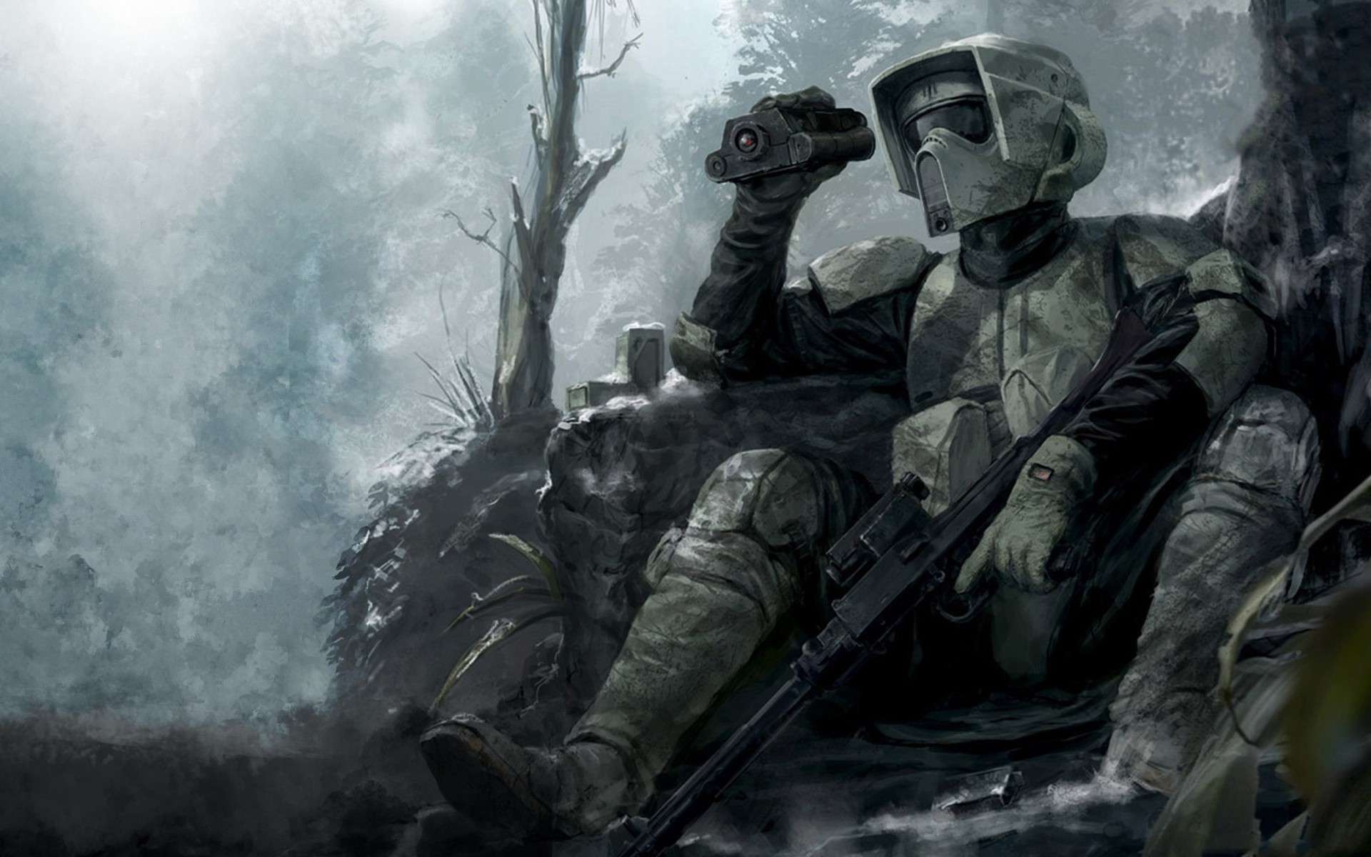 Star Wars Imperial Forces Scout Trooper Science Fiction Soldier Artwork Sniper Rifle 1920x1200