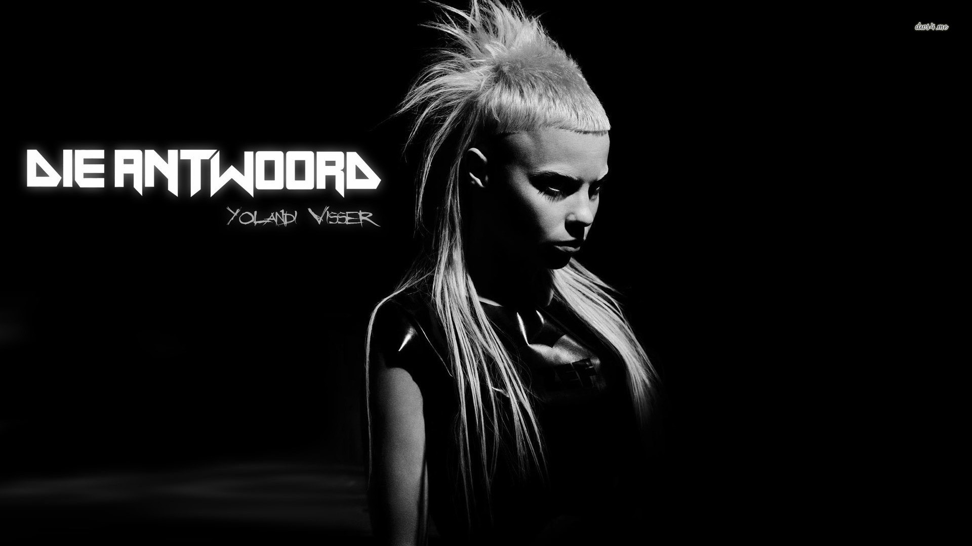 Yolandi Visser Die Antwoord Simple Background Black Background Music White Hair Face 1920x1080