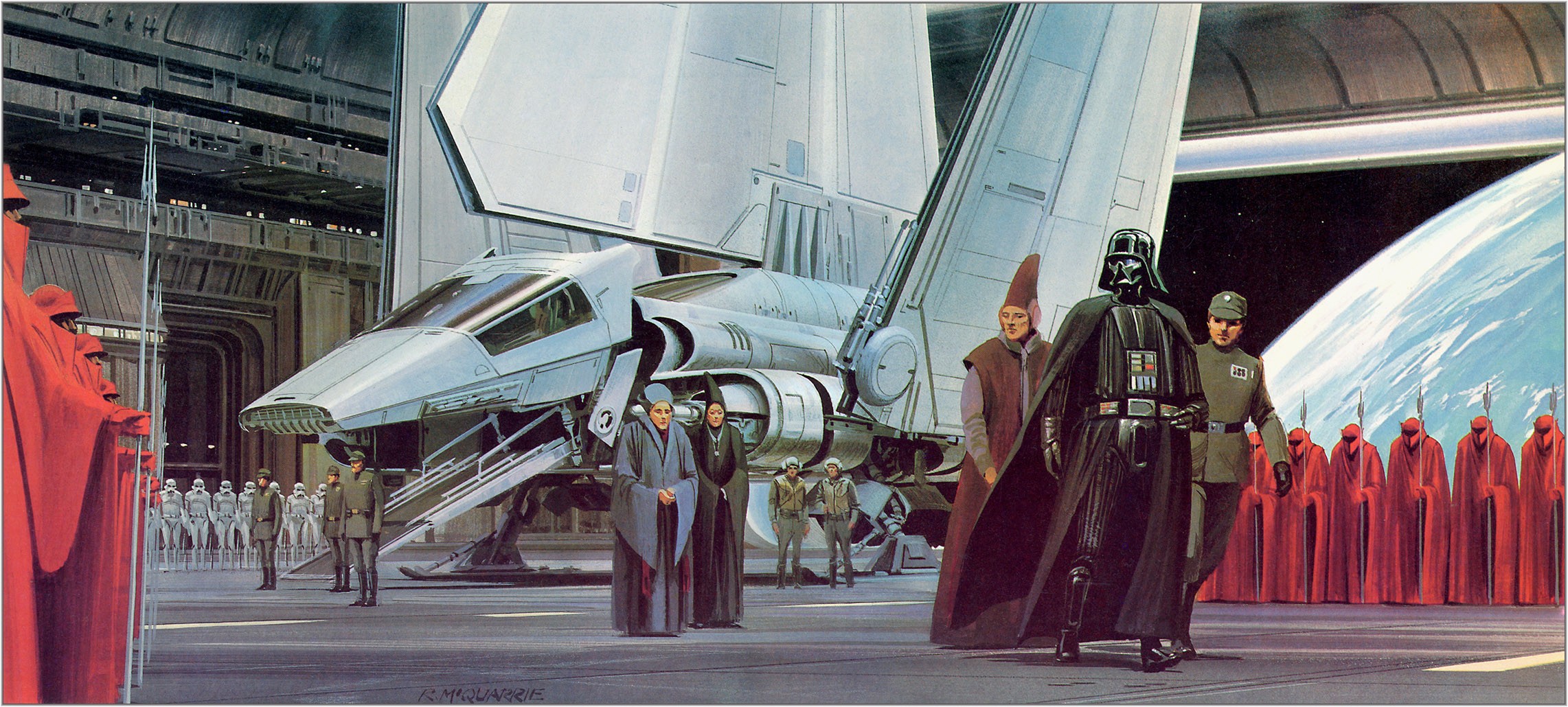 Star Wars Artwork Concept Art Imperial Shuttle Darth Vader Sith Science Fiction Death Star Ralph McQ 2283x1030