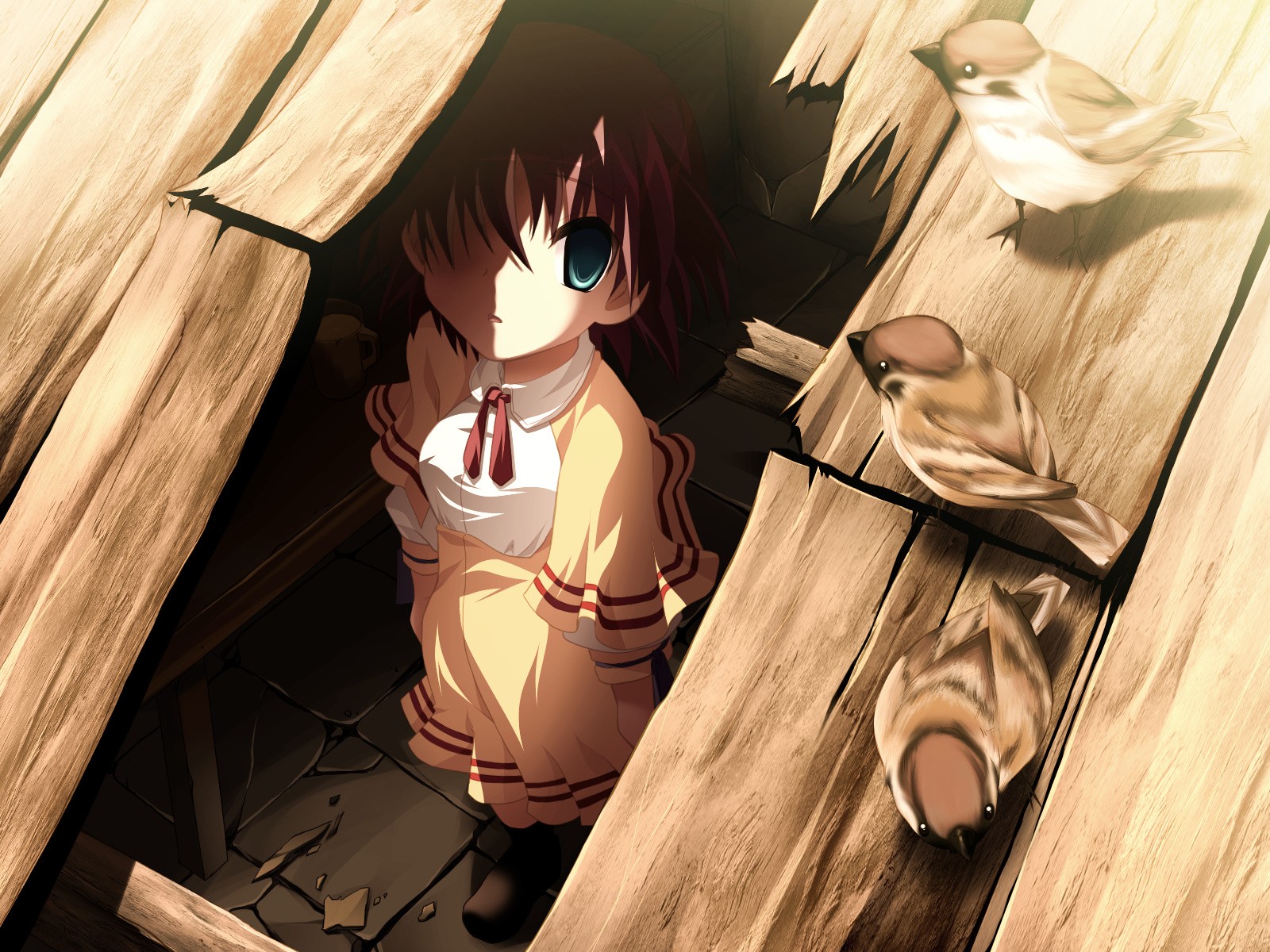Hiding School Uniform Schoolgirl Anime Girls 1600x1200