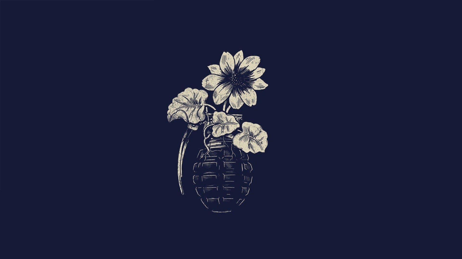 Grenades Minimalism Simple Background Flowers Artwork 1920x1080