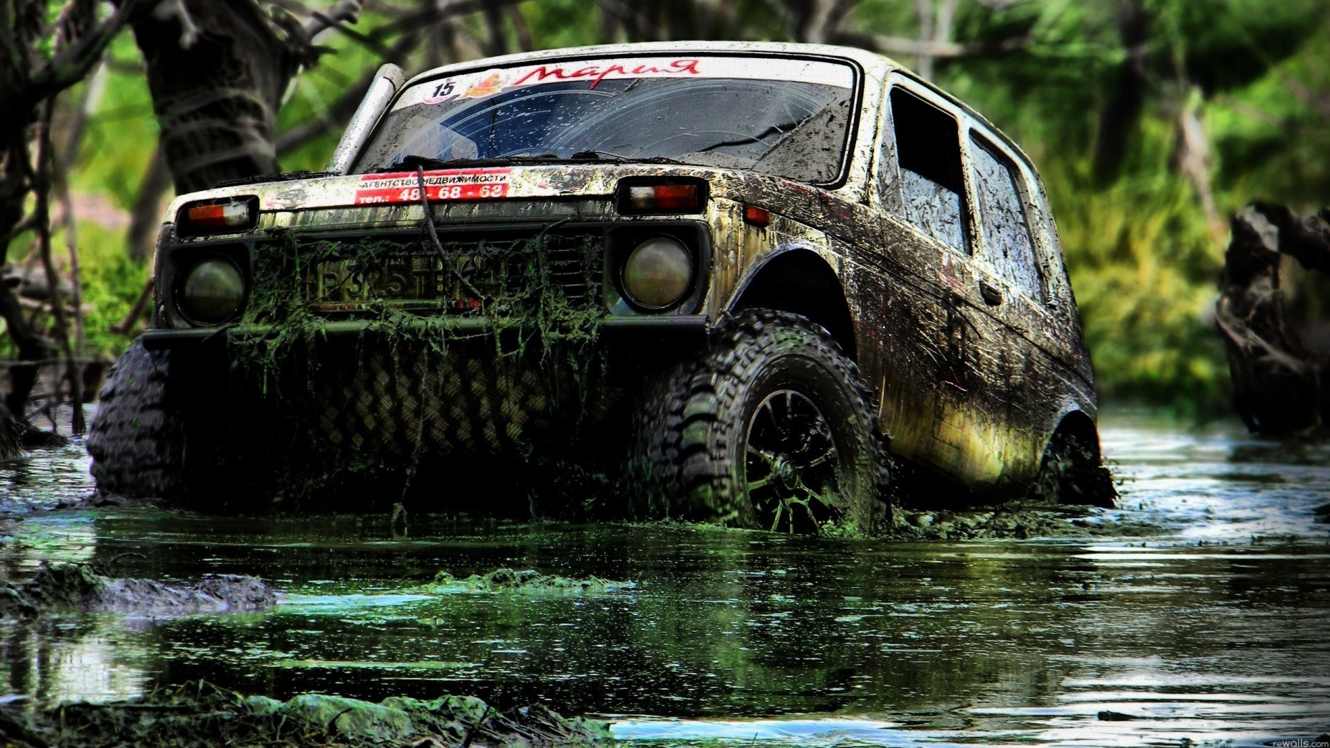 Truck Mud Dirty Water LADA Lada Niva 1920x1080