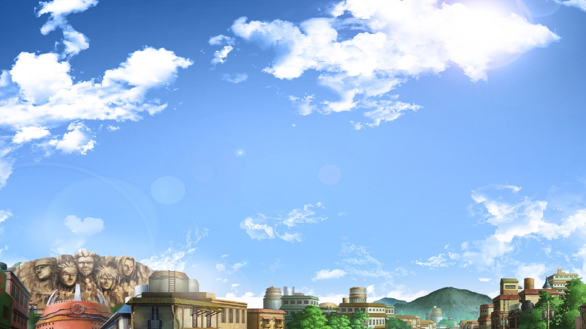 Konoha Village Rooftops Clouds Anime 1920x1079