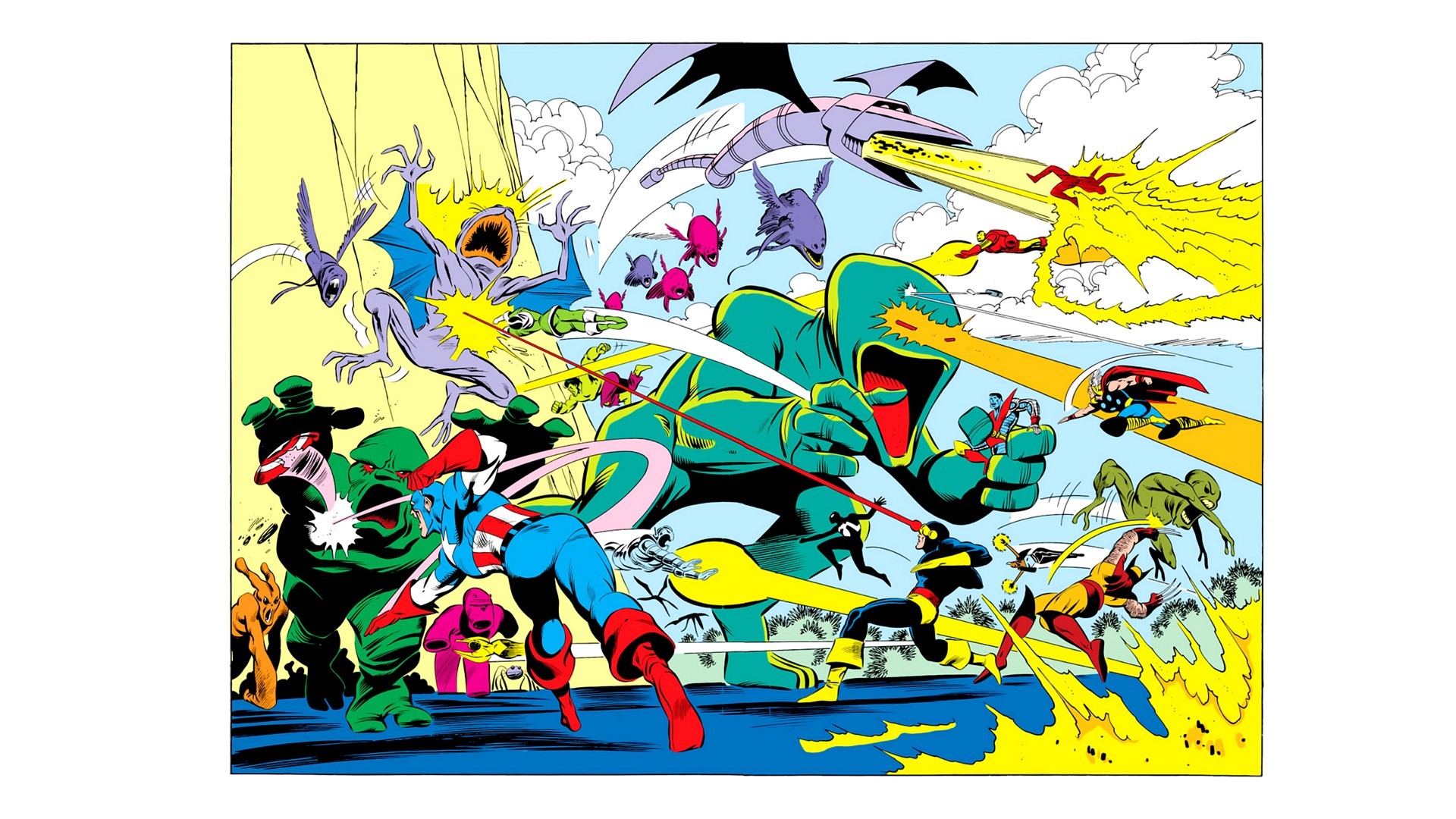 Comics Wolverine Captain America Thor Iron Man Marvel Comics Cyclops Spider Man Storm Character Rogu 1920x1080