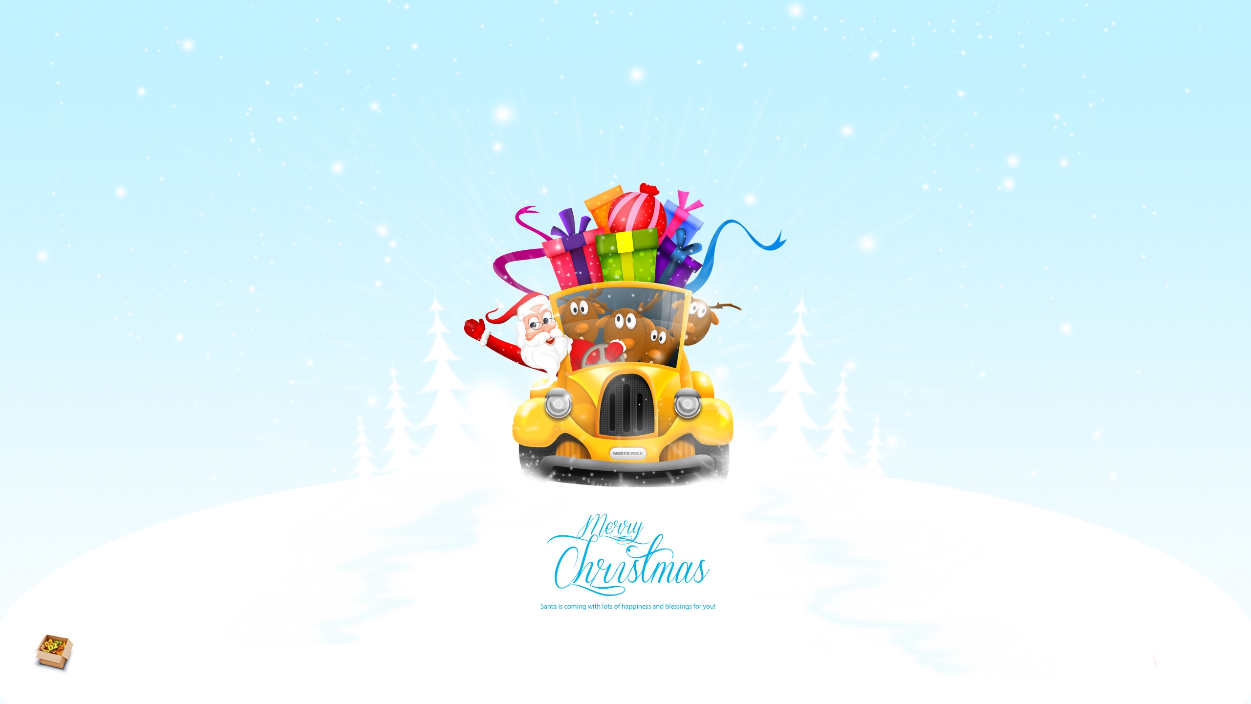 Holiday Christmas Santa Gift Reindeer Merry Christmas 2560x1440