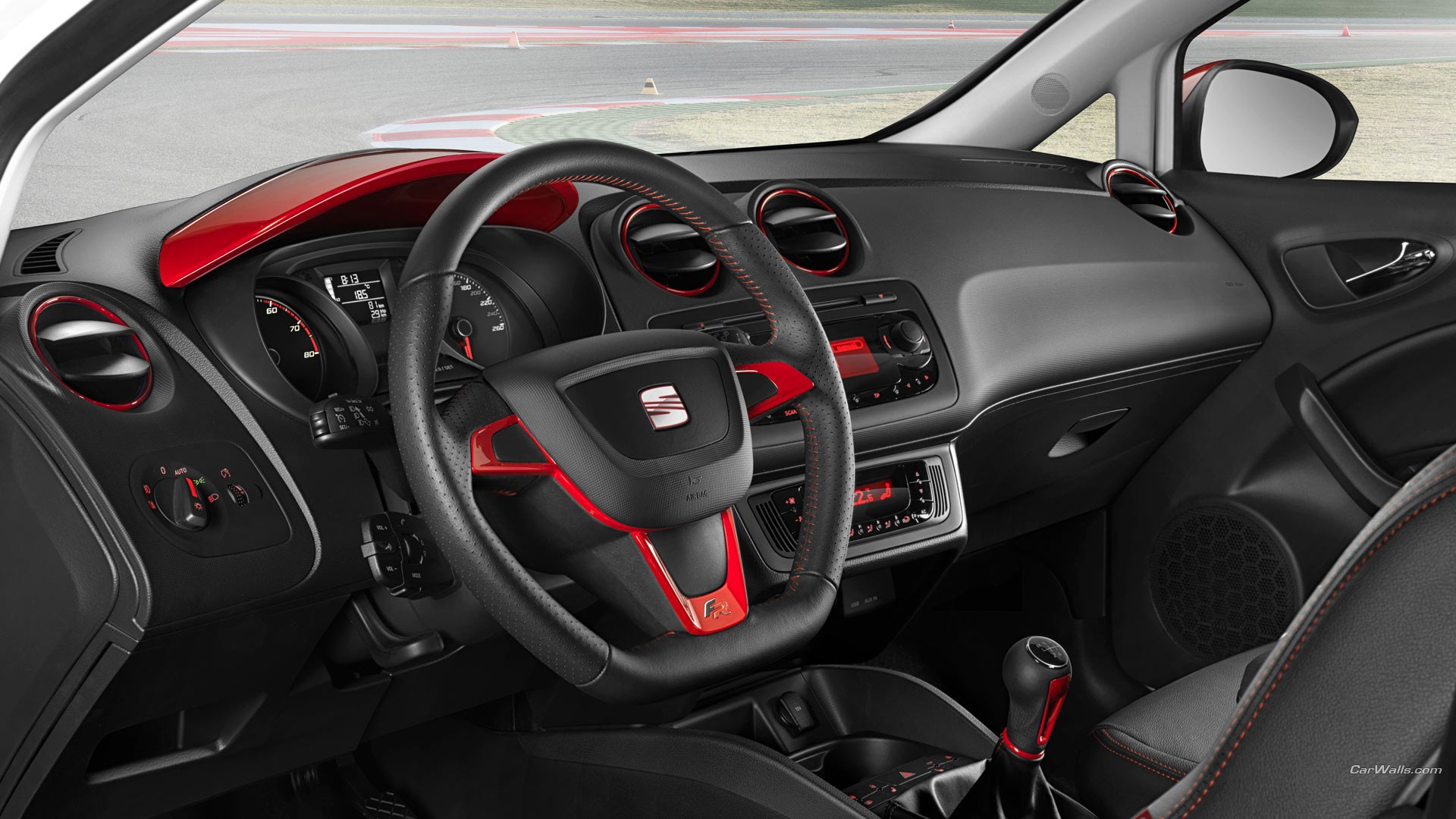 Car Seat Ibiza Seat Steering Wheel Car Interior Vehicle 1920x1080
