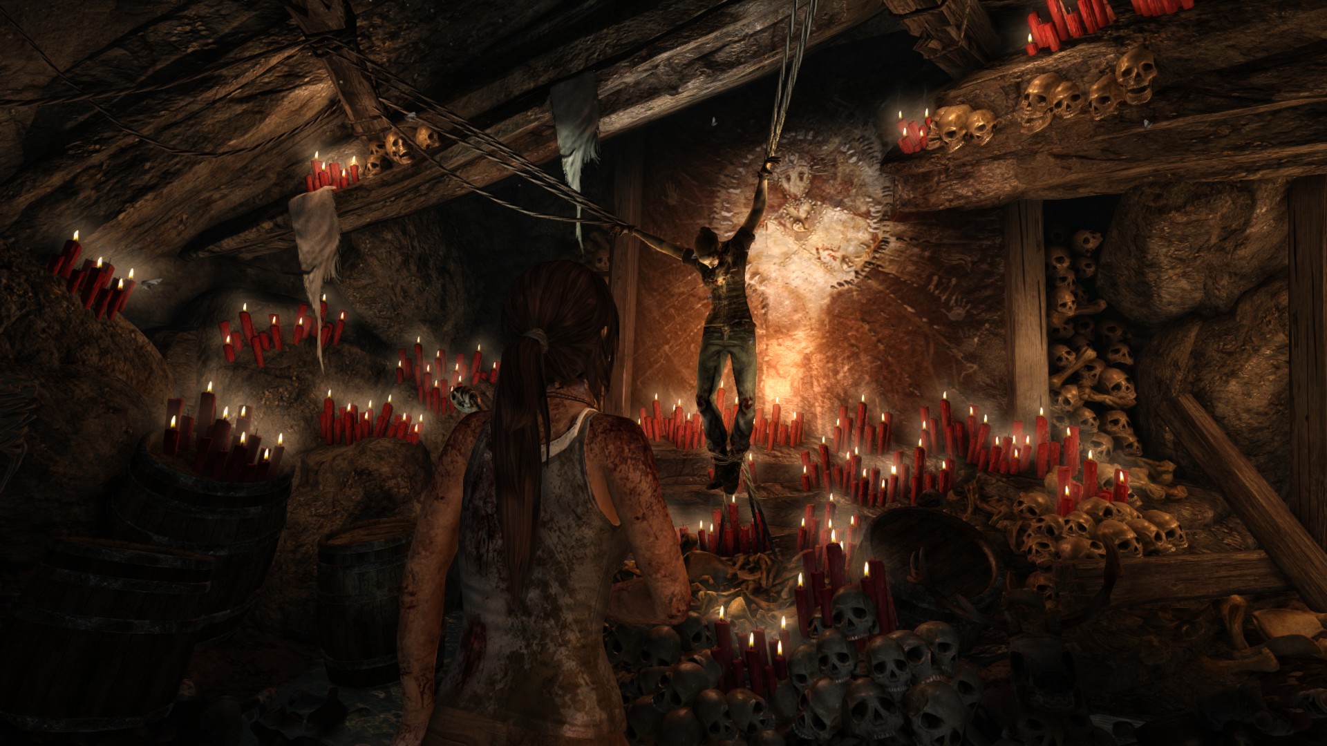 Tomb Raider Candle Skull Red Light 1920x1080