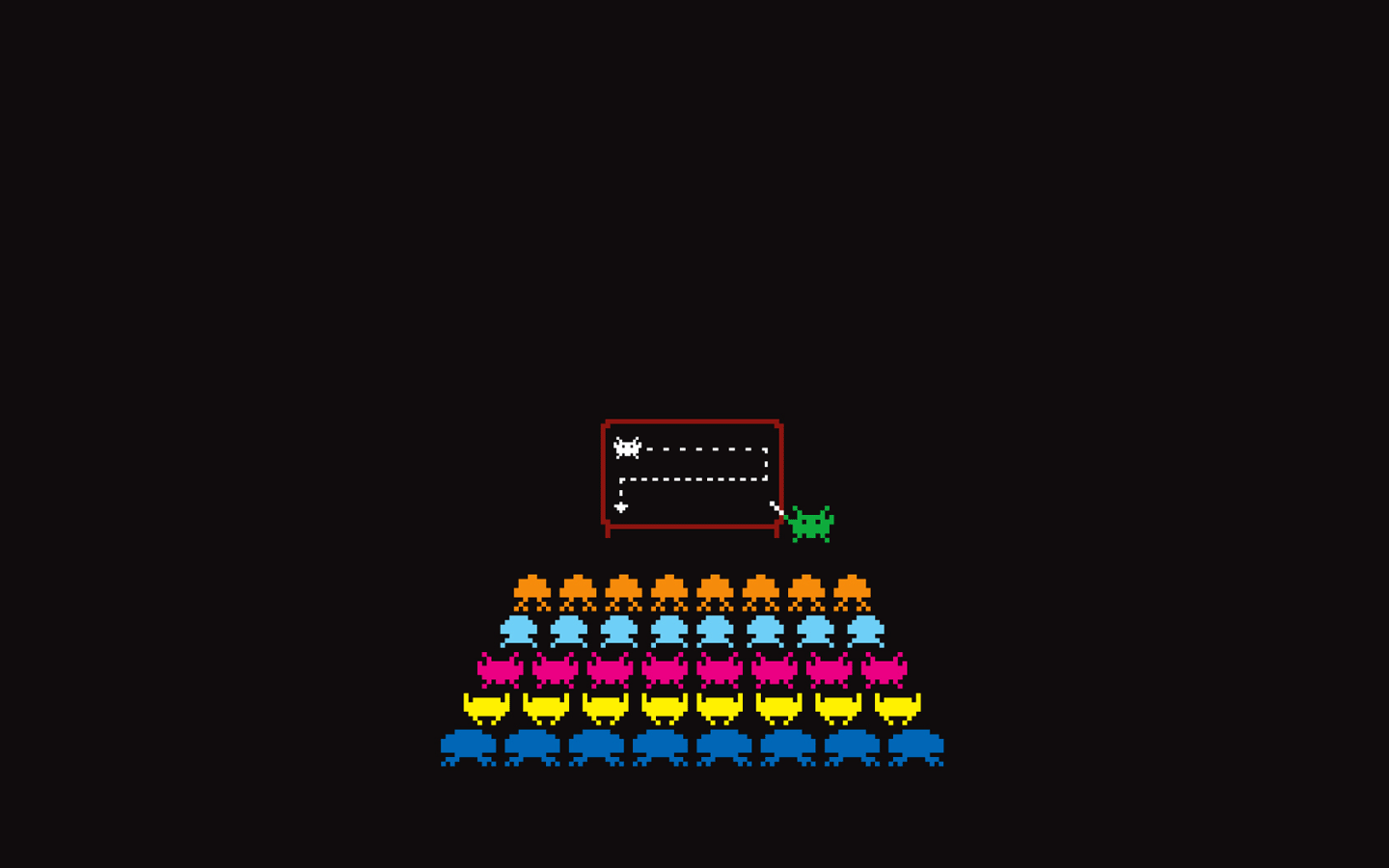Space Invaders Simple Background Minimalism Video Games Retro Games Black Background Pixel Art 1440x900