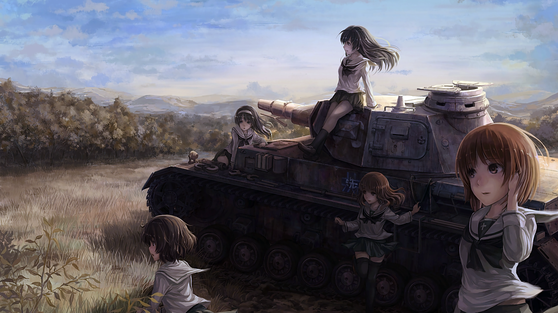 Anime Anime Girls Girls Und Panzer Ooarai Girls High School Akiyama Yukari Nishizumi Miho Isuzu Hana 1920x1080