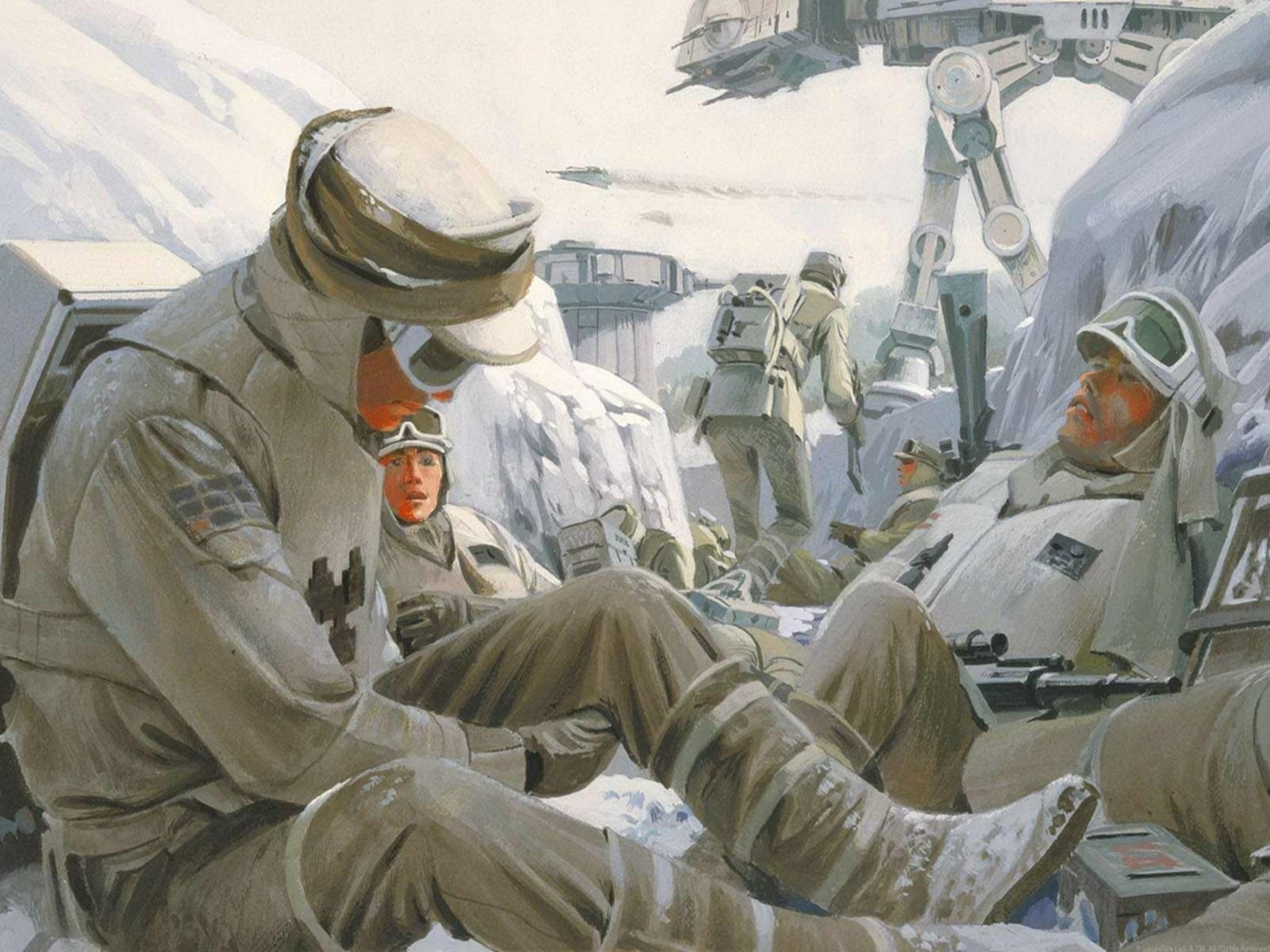 Star Wars Soldier AT AT Hoth Artwork Painting Battle Star Wars Episode V The Empire Strikes Back 1600x1200