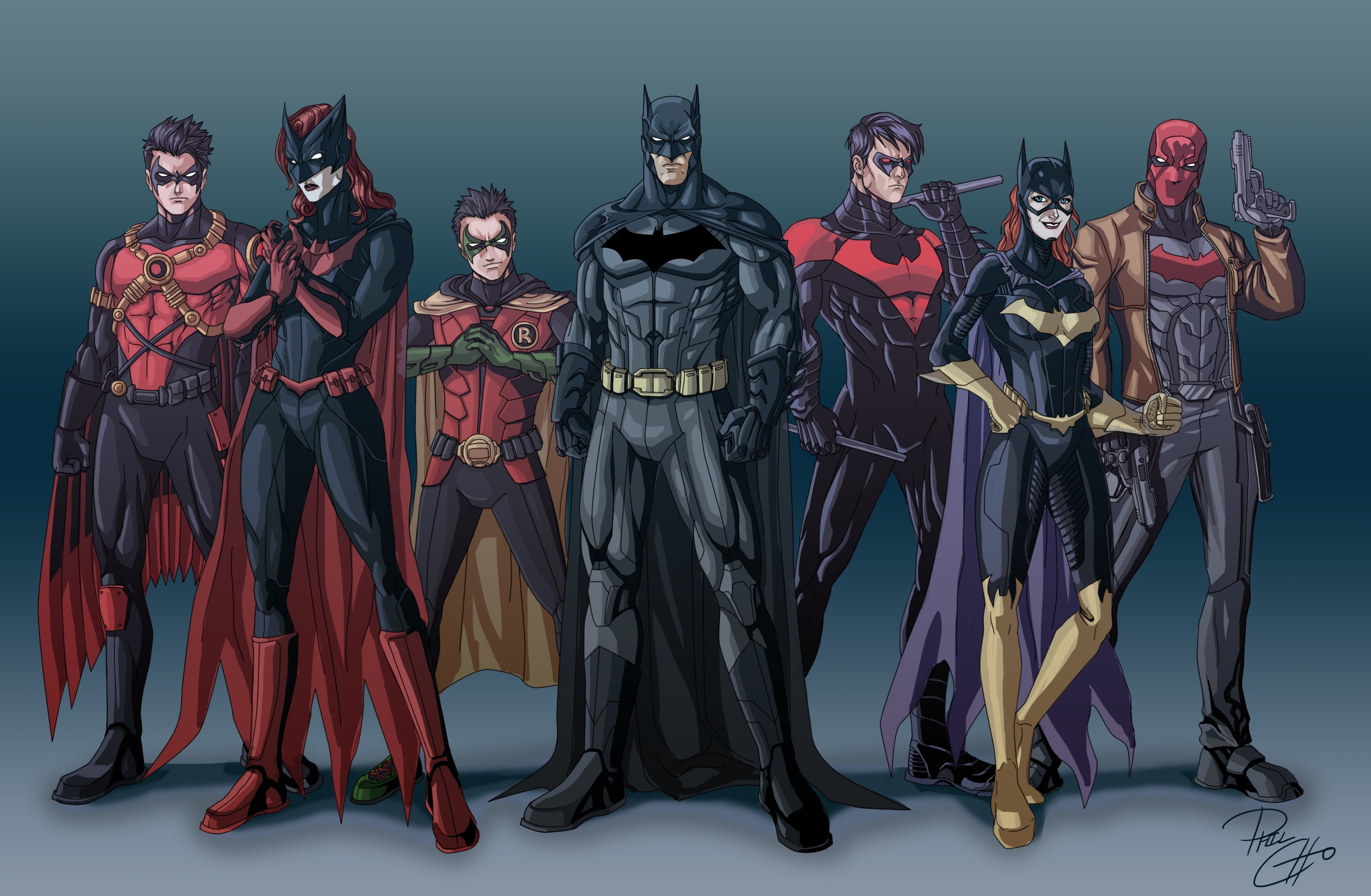 Batman Robin DC Comics Batgirl Nightwing Batwoman Red Robin Red Hood The New 52 DC Comics 3900x2550