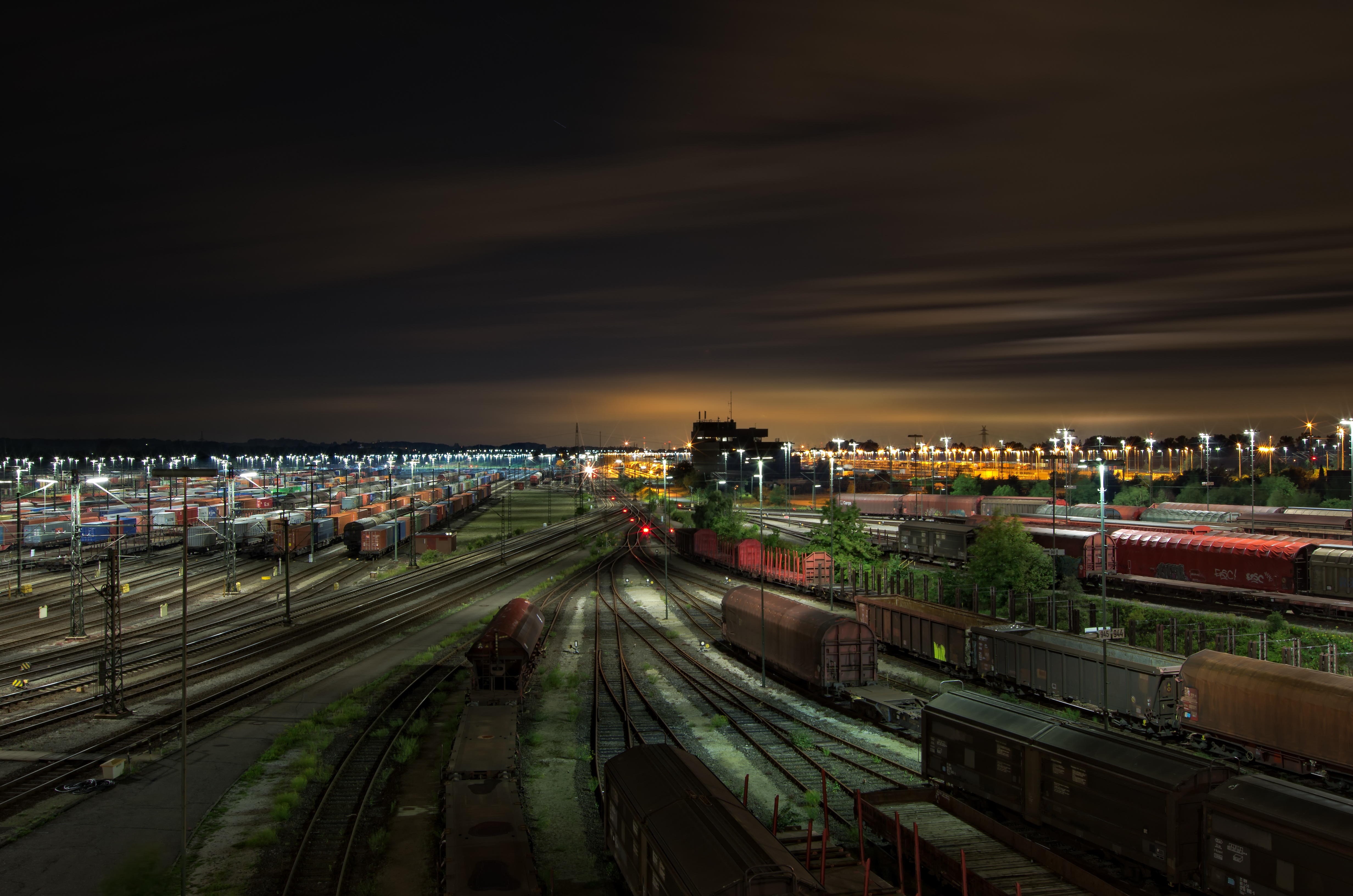 Freight Train Freight Wagon Train Station Railyard Railroad Night Light Train Vehicle 4928x3264