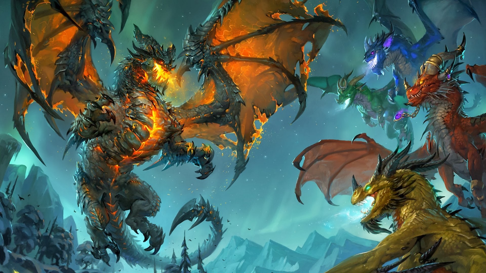 World Of Warcraft Creature Fantasy Art PC Gaming Deathwing Alexstraza Ysera 1920x1080