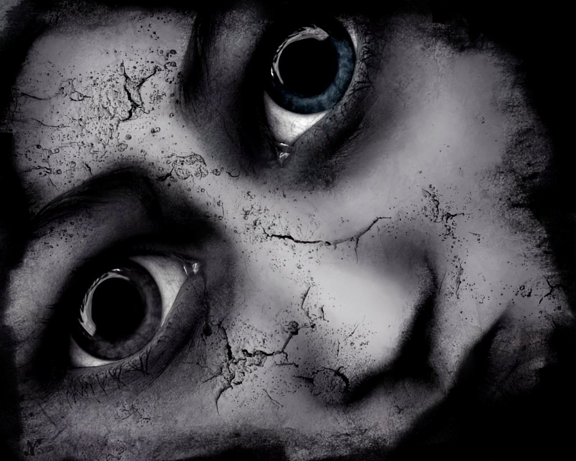 Face Eyes Creepy Dark Nightmare Statue Gray Horror Scary Face 1920x1536