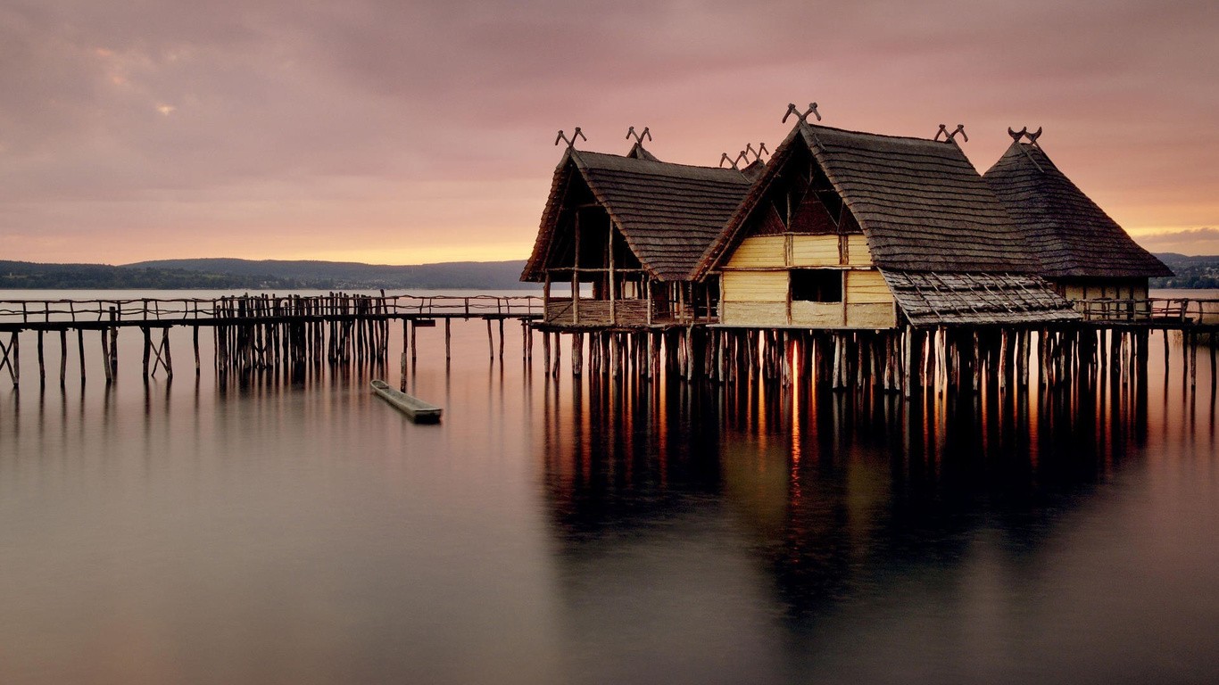 Nature Archeology Lake Constance House Architecture Lake 1366x768