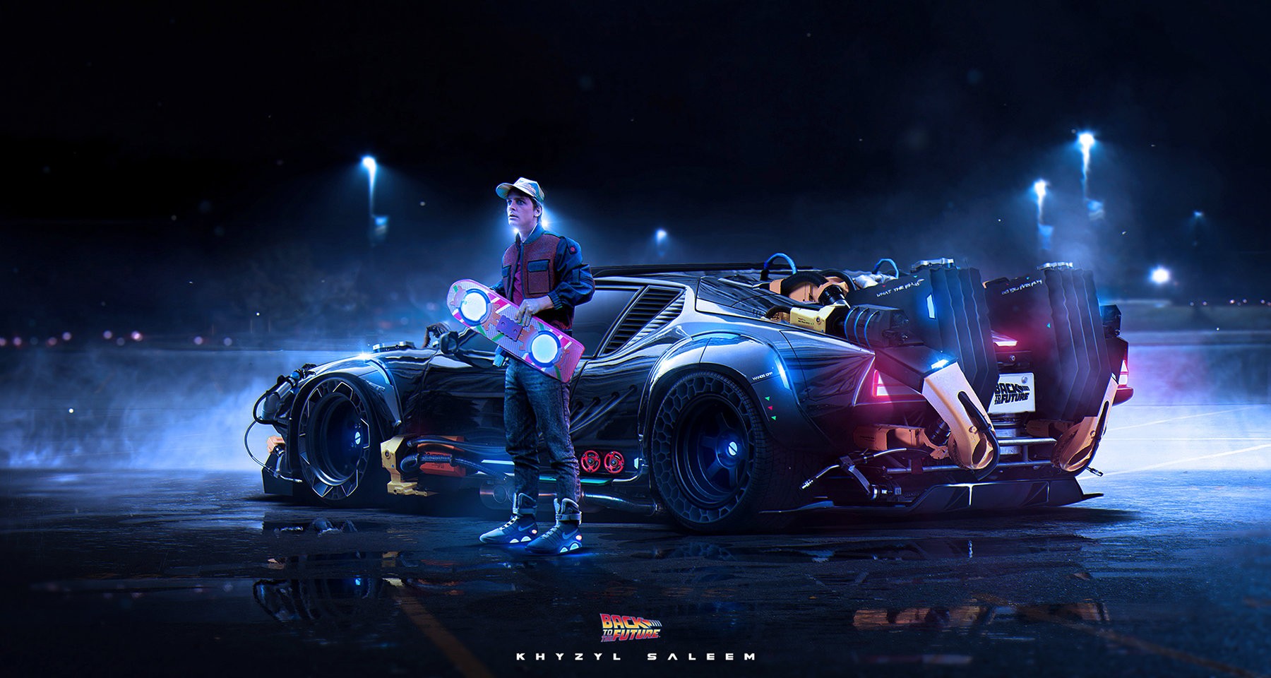 Car Hoverboard Khyzyl Saleem DMC DeLorean Marty McFly Back To The Future Ii Movies 1800x960