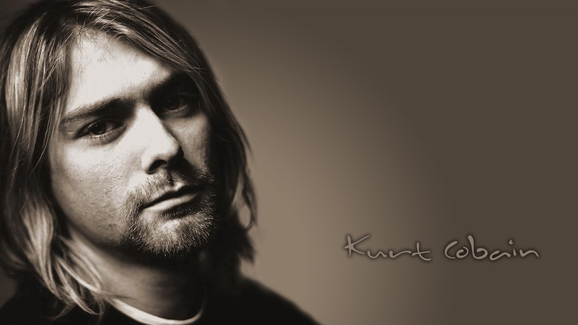 Kurt Cobain Nirvana Sepia Men Looking At Viewer Long Hair 1920x1080