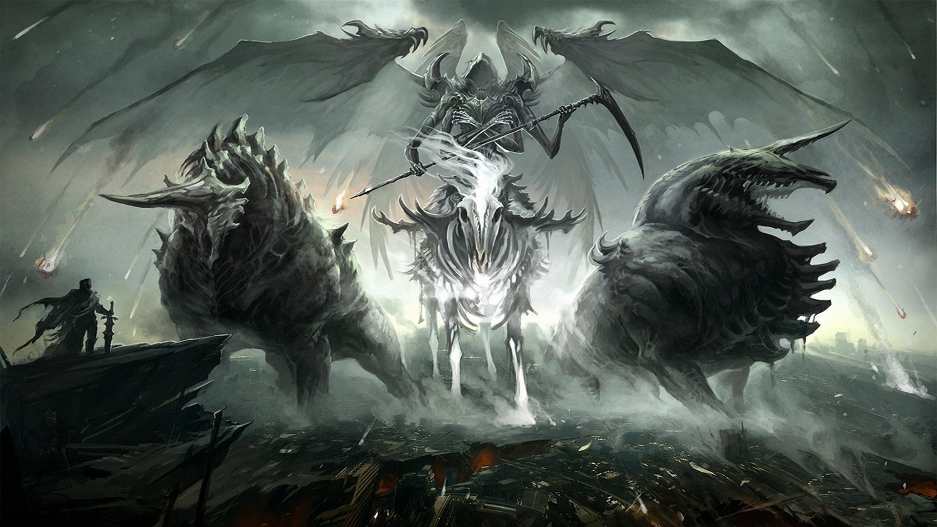 Death Digital Art Apocalyptic Four Horsemen Of The Apocalypse Fantasy Art Grim Reaper 1920x1080