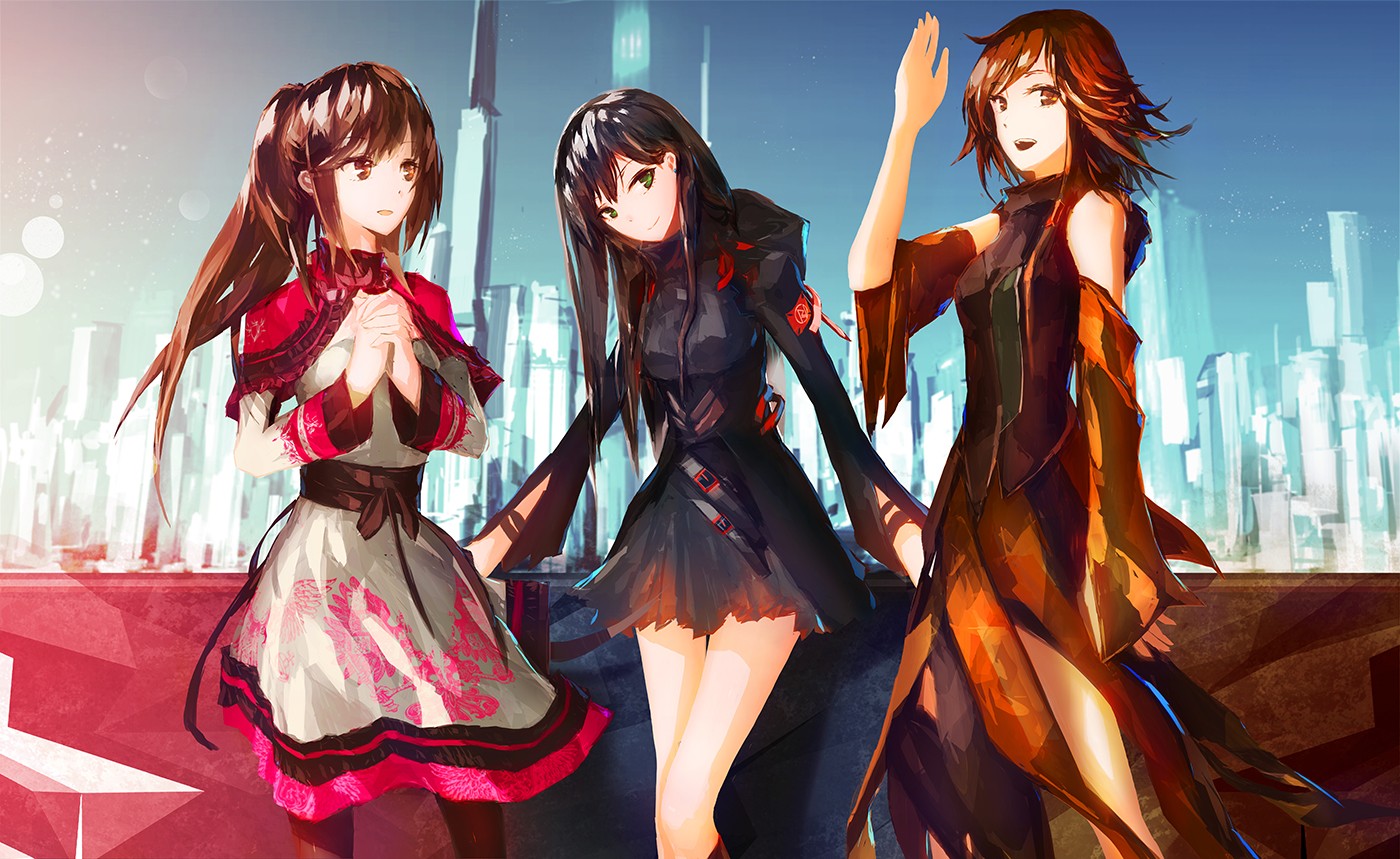 THE IDOLM STER Cinderella Girls Honda Mio Shibuya Rin Shimamura Uzuki Long Hair Ponytail Dress City  1400x859