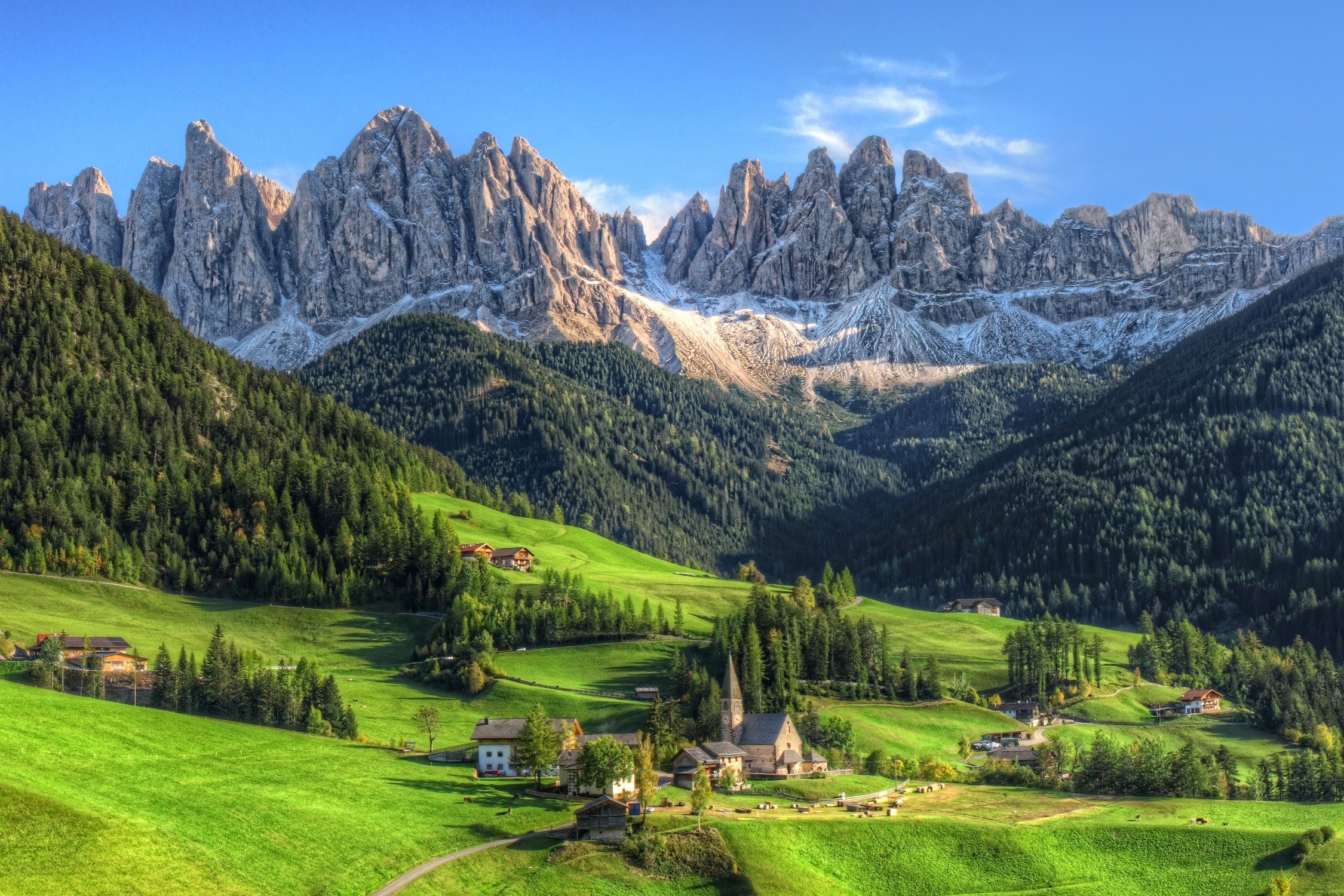 Mountains Village Summer Forest Tyrol Grass Nature Landscape Green Morning 2250x1500