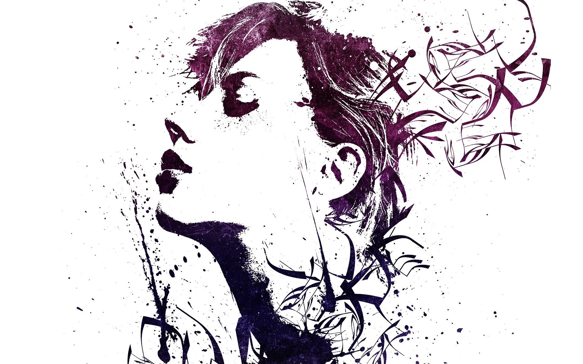 Artwork Scarlett Johansson Paint Splatter Alex Cherry 1920x1200