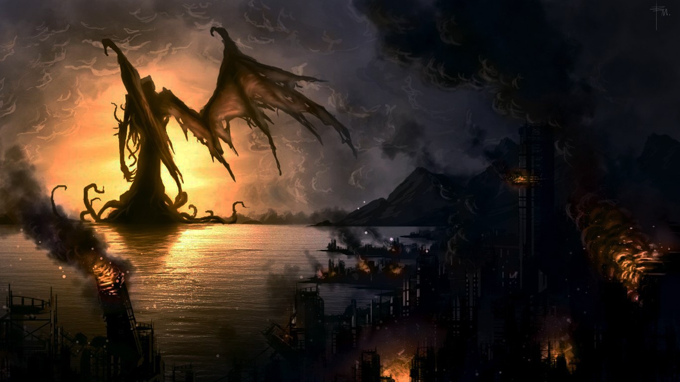 Apocalyptic Cthulhu Cthulu Horror Creature 1366x768