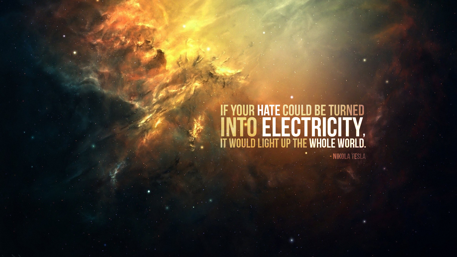 Nikola Tesla Quote Electricity Space Art Artwork Digital Art Typography 1920x1080