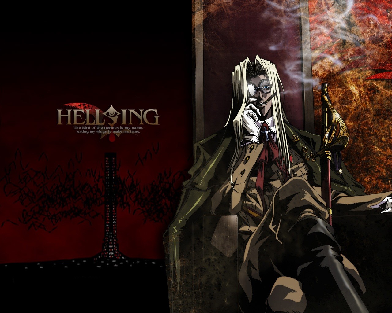 Hellsing Integra Sword Sir Integra Fairbrook Wingates Hellsing Bats Logo Tower Anime 1280x1024
