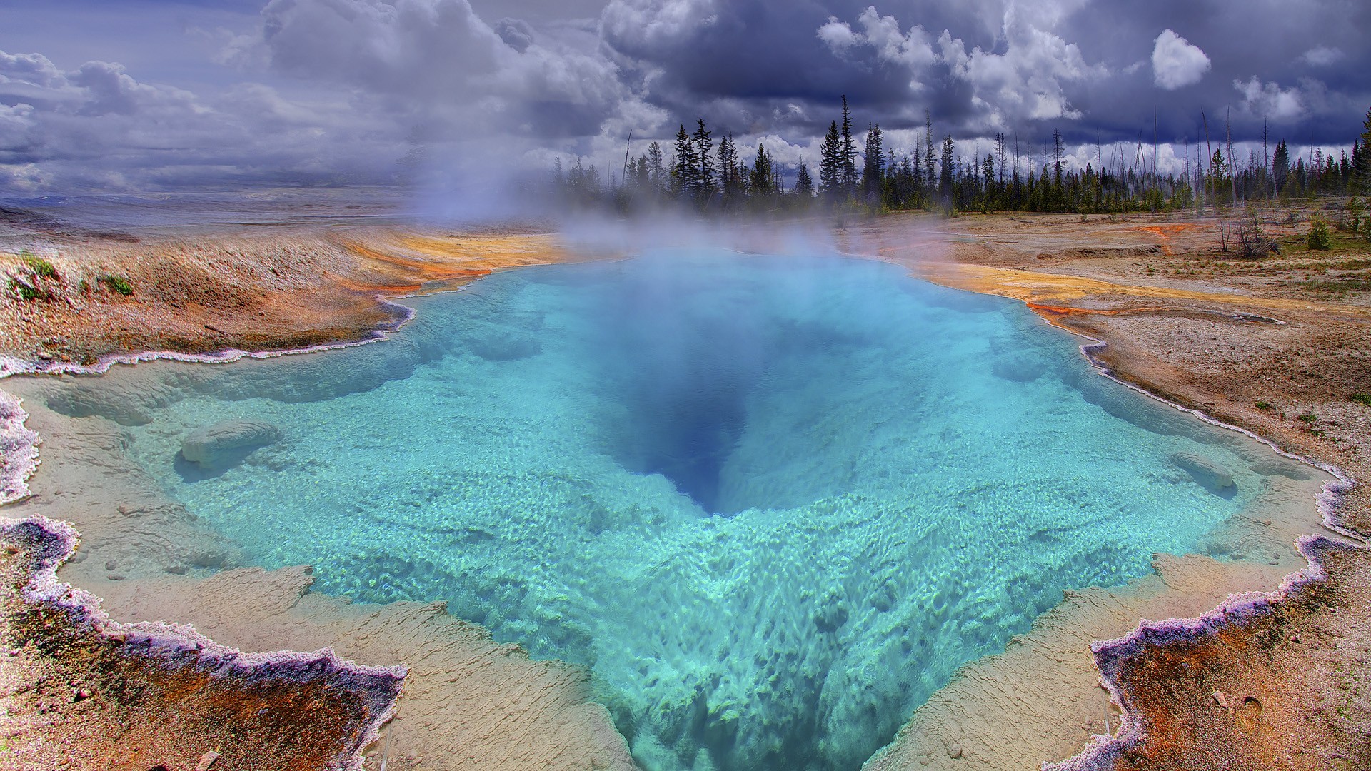 Water Yellowstone National Park Nature Landscape 1920x1080