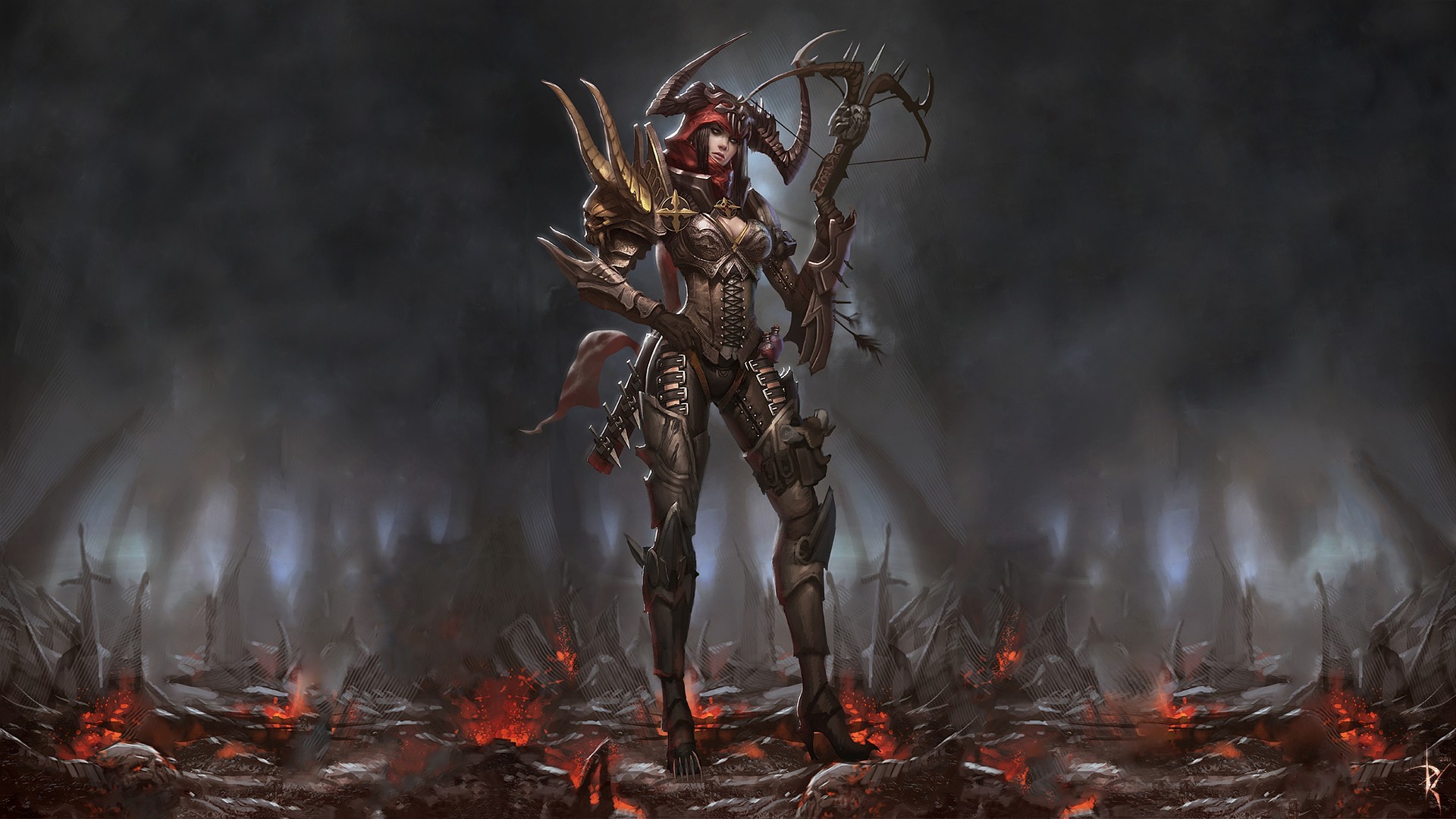 Diablo Iii Demon Hunter Fantasy Girl Fantasy Art PC Gaming 1920x1080