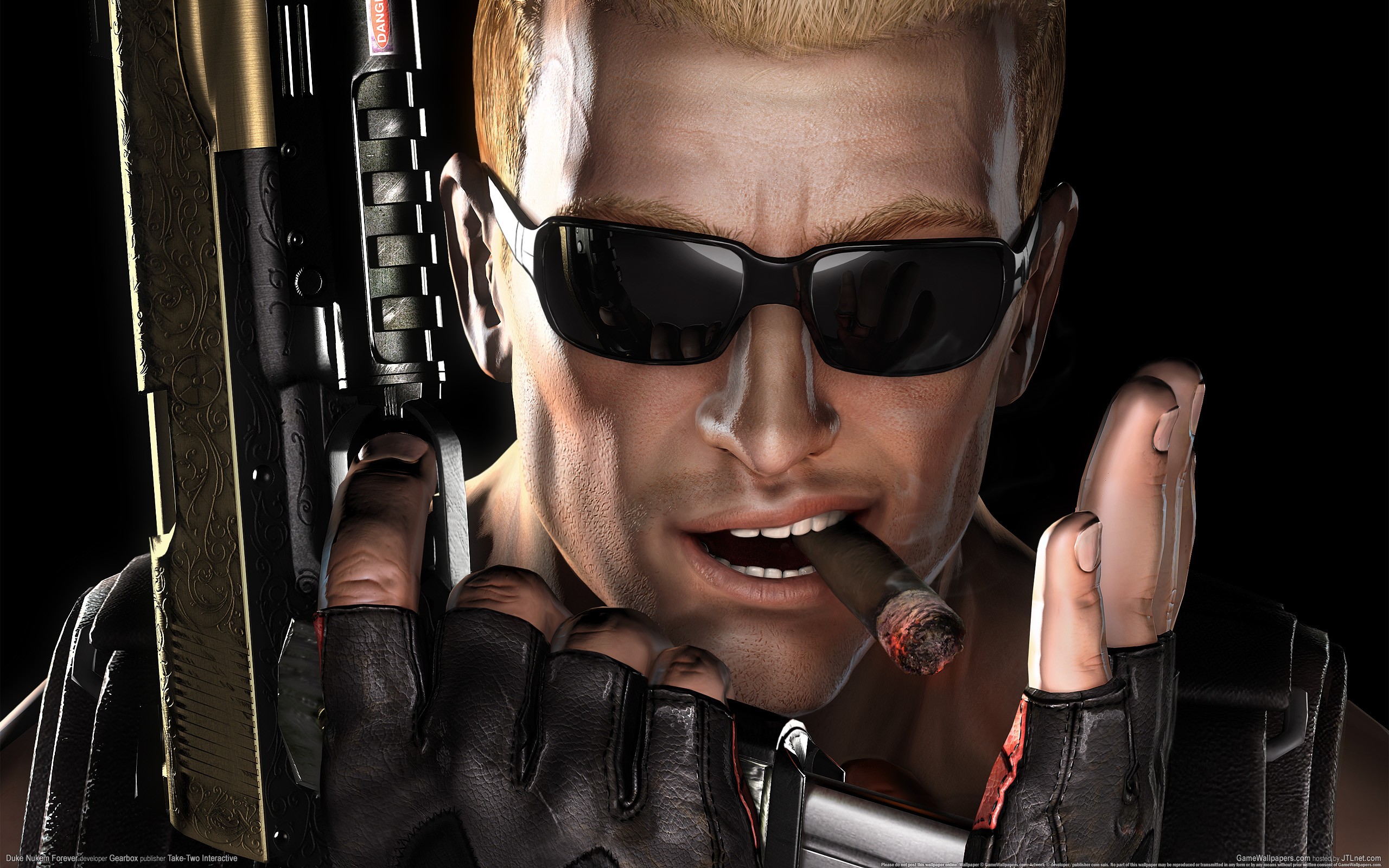 Duke Nukem Video Game Heroes Cigars Gun Shades 2560x1600