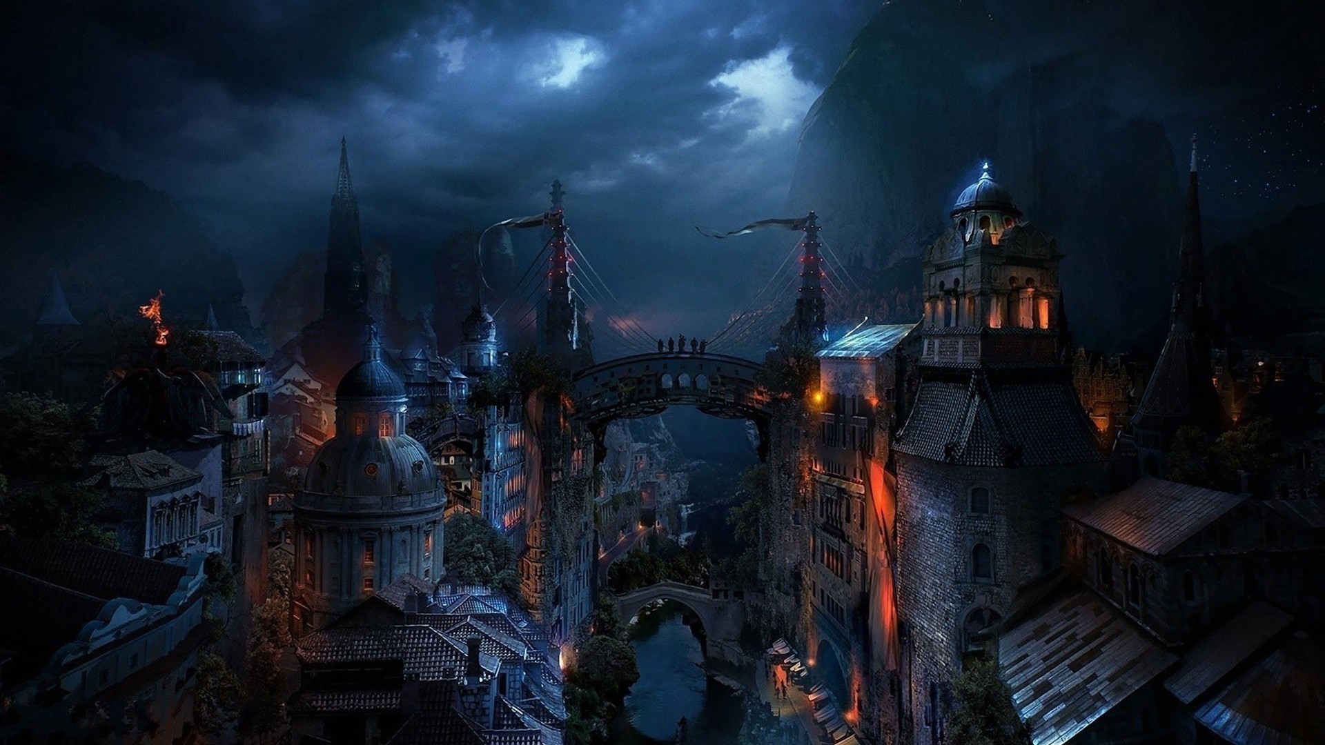 Mostar Fantasy Art Photo Manipulation Fantasy City 1920x1080