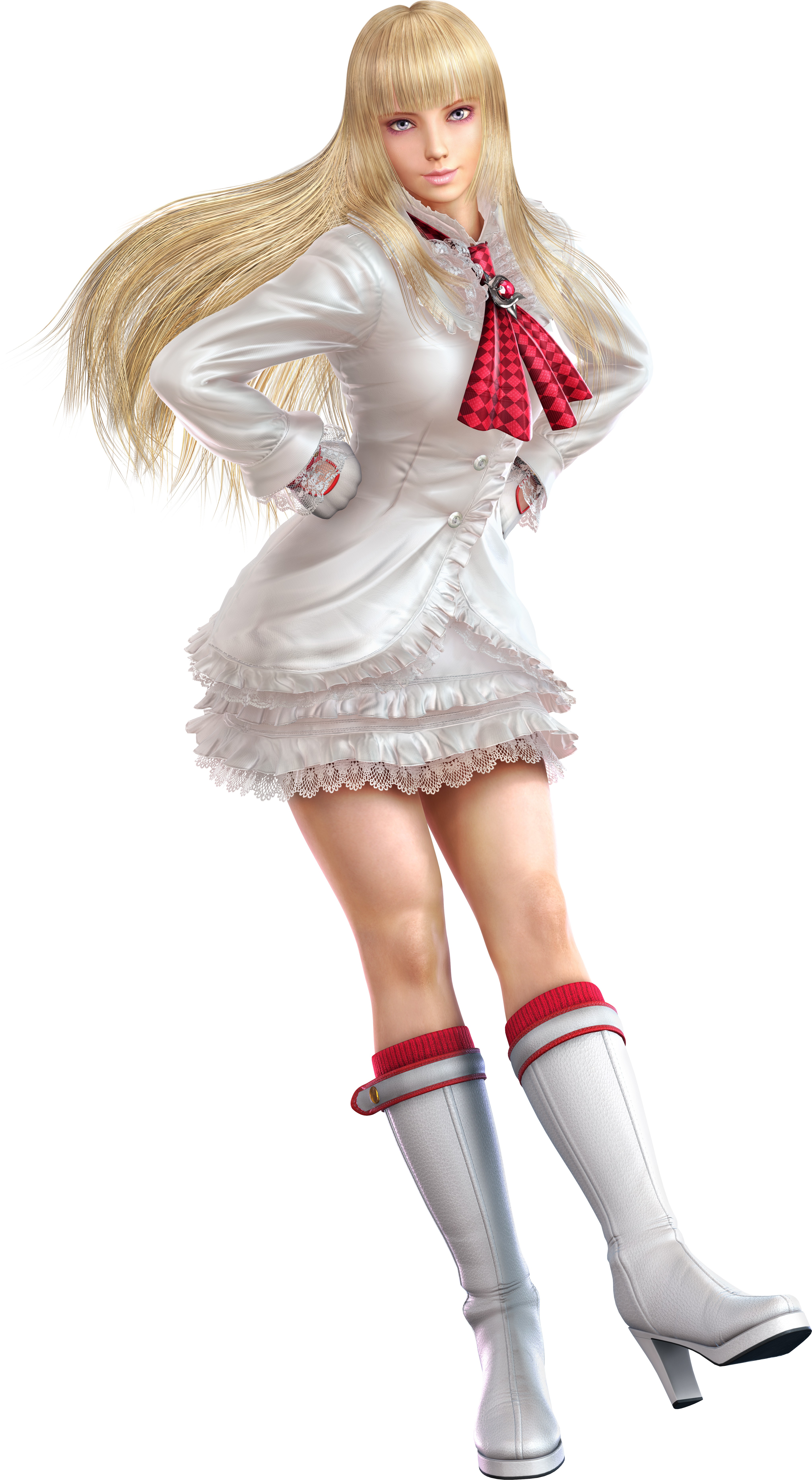 Emilie De Rochefort Tekken Video Games Warrior Blonde Long Hair White Background Simple Background 4082x7438