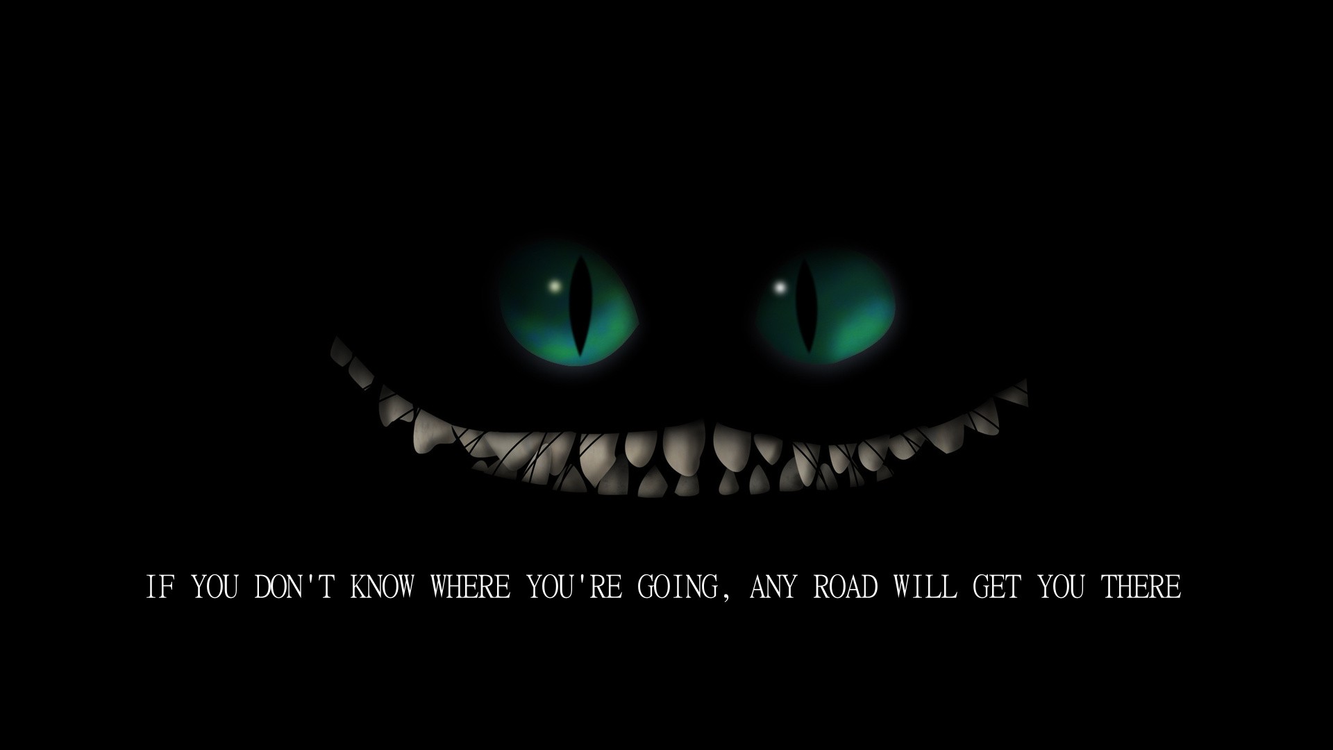 Cheshire Cat Eyes Dark Typography 1920x1080