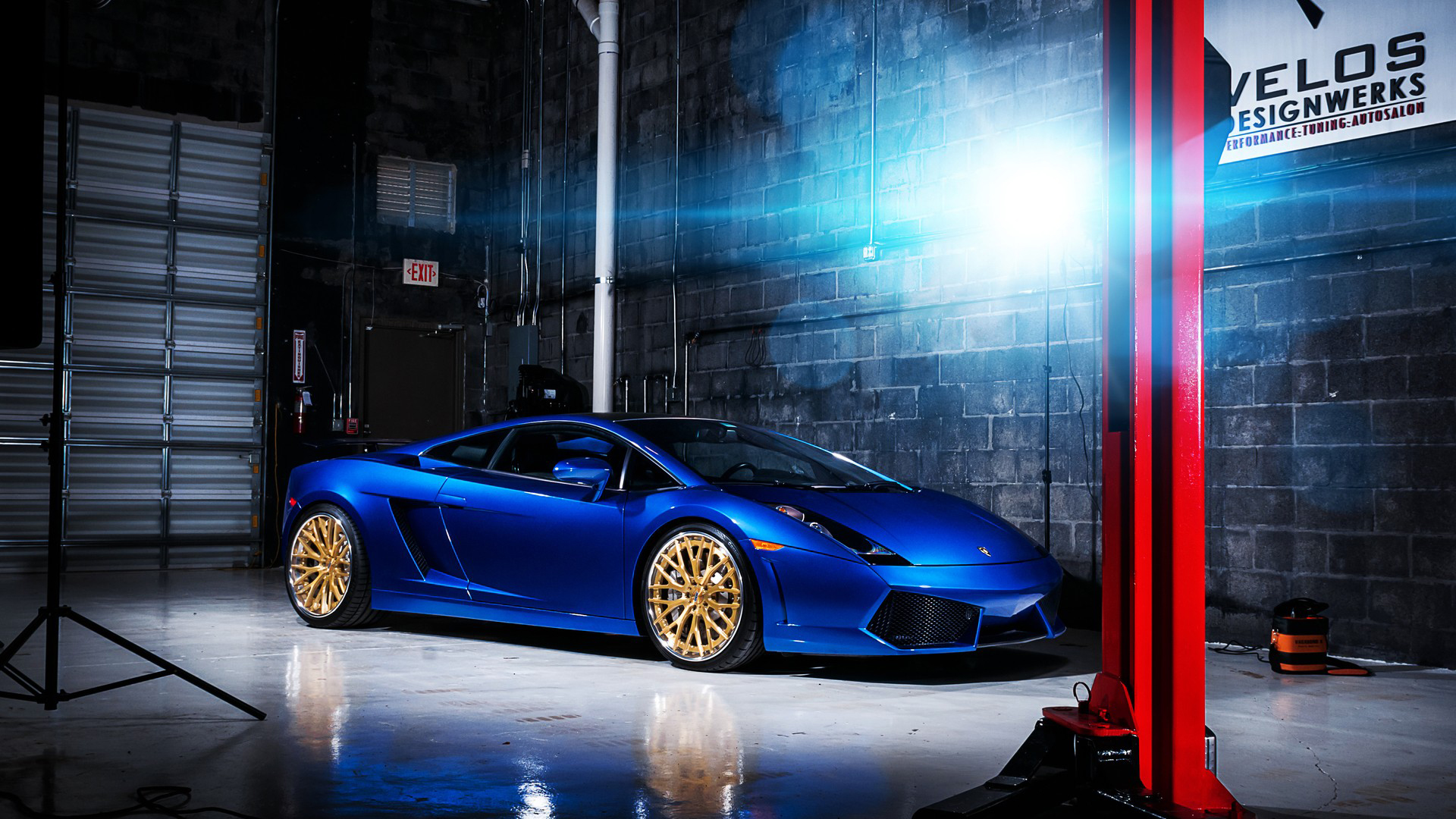 Lamborghini Gallardo Blue Cars Digital Art Vehicle 1920x1080