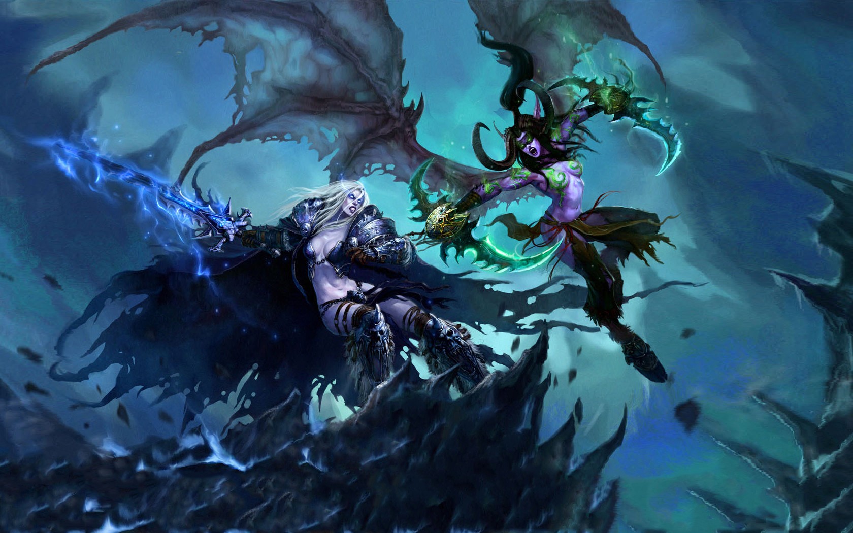 Arthas Illidan Stormrage World Of Warcraft Wrath Of The Lich King World Of Warcraft Fantasy Girl Vid 1680x1050